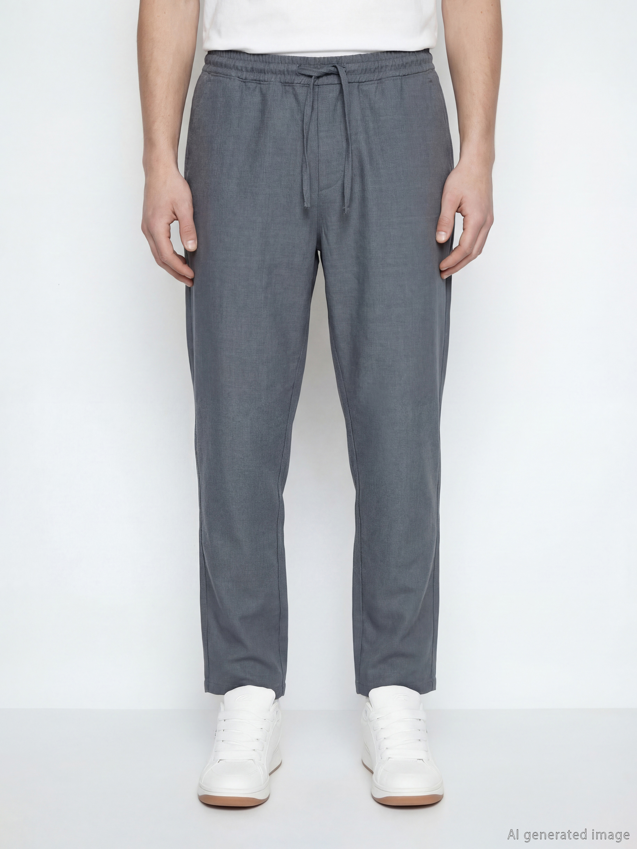 Pantalon Homme Coupe Ample Aspect Lin-1