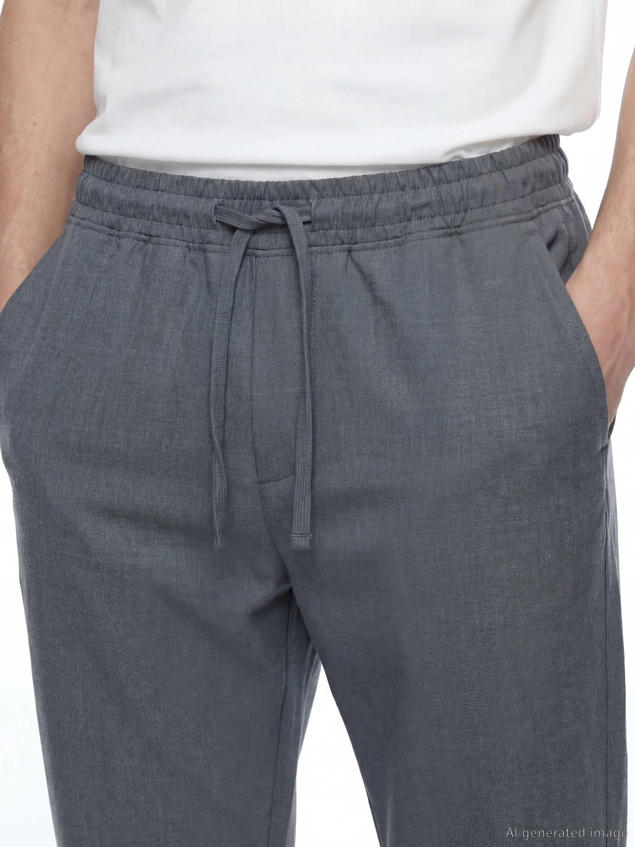 Pantalon Homme Coupe Ample Aspect Lin-2