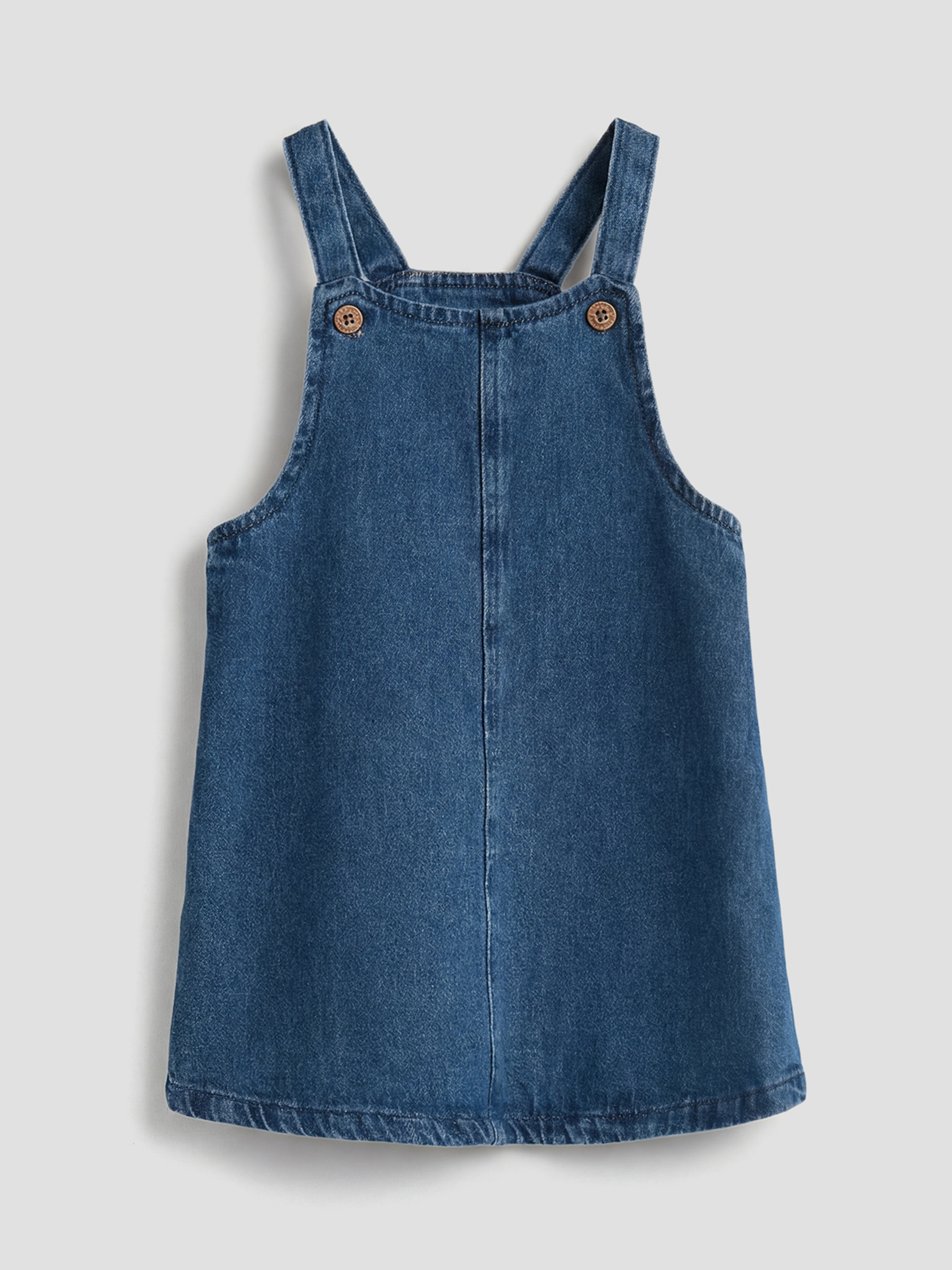 LCW baby Kare Yaka Kız Bebek Jean Salopet Elbise