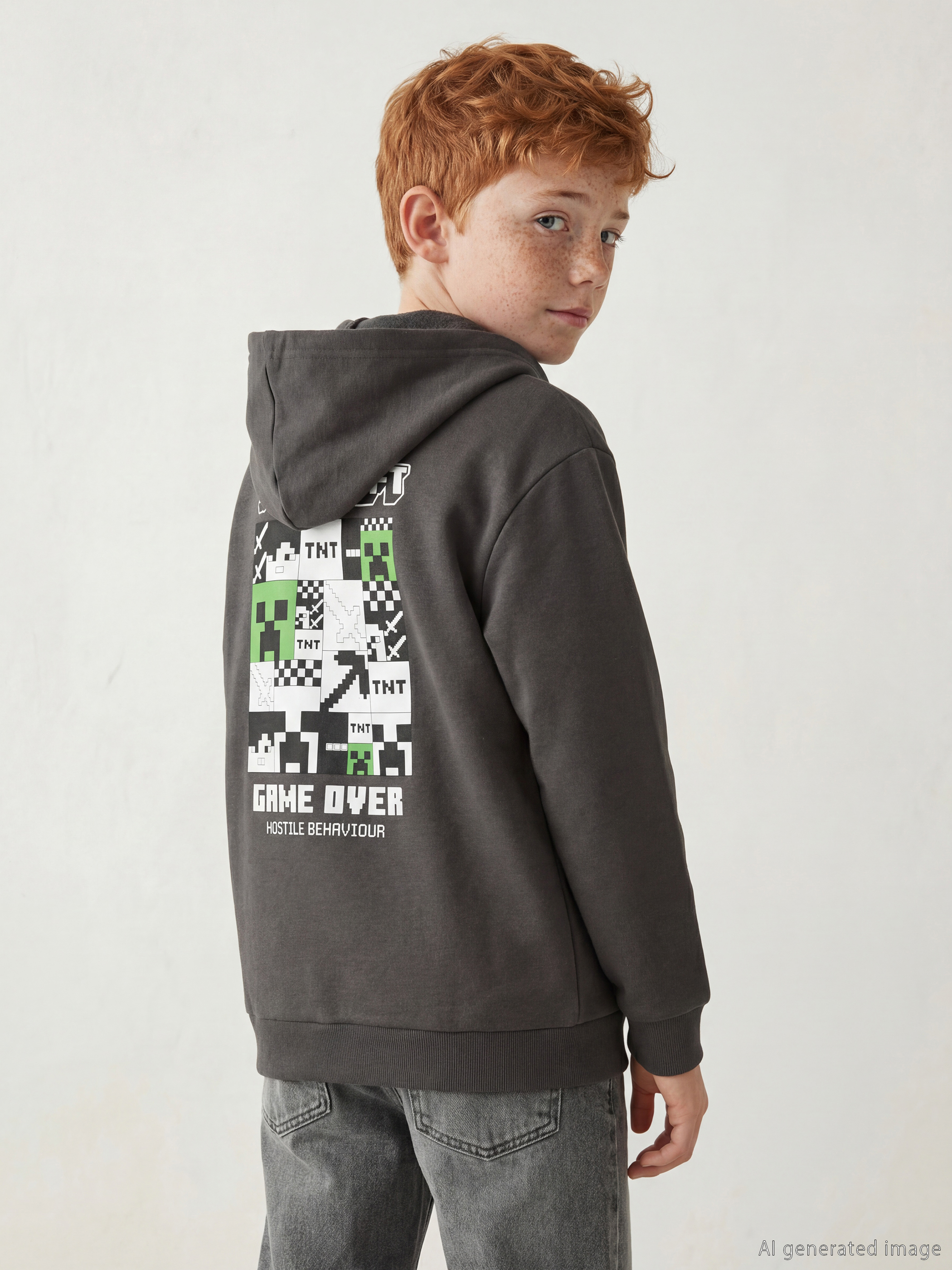 Minecraft Printed Boys' Zippered Sweatshirt-1