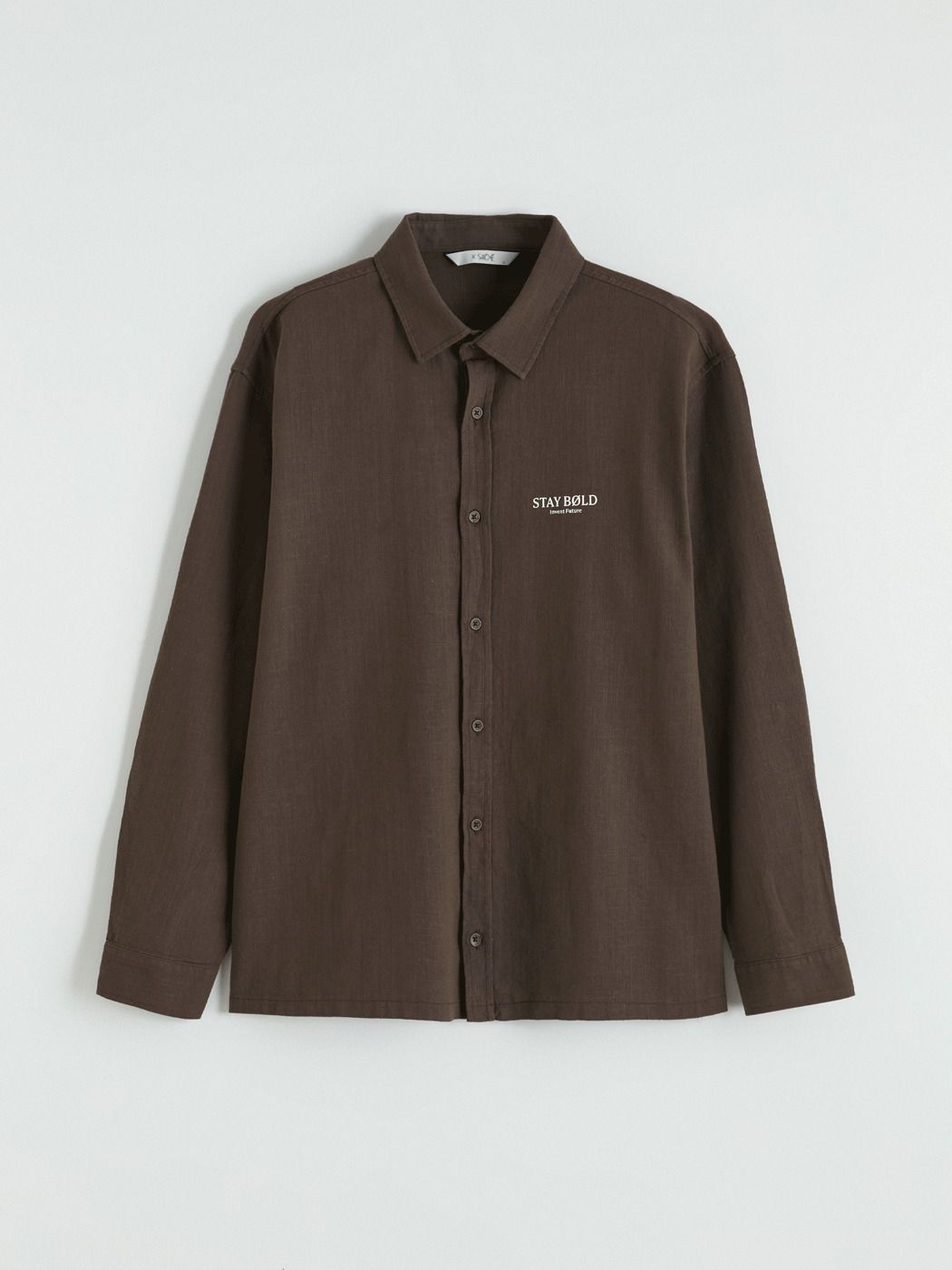 Kahverengi Loose Fit Nakışlı Erkek Gömlek-4