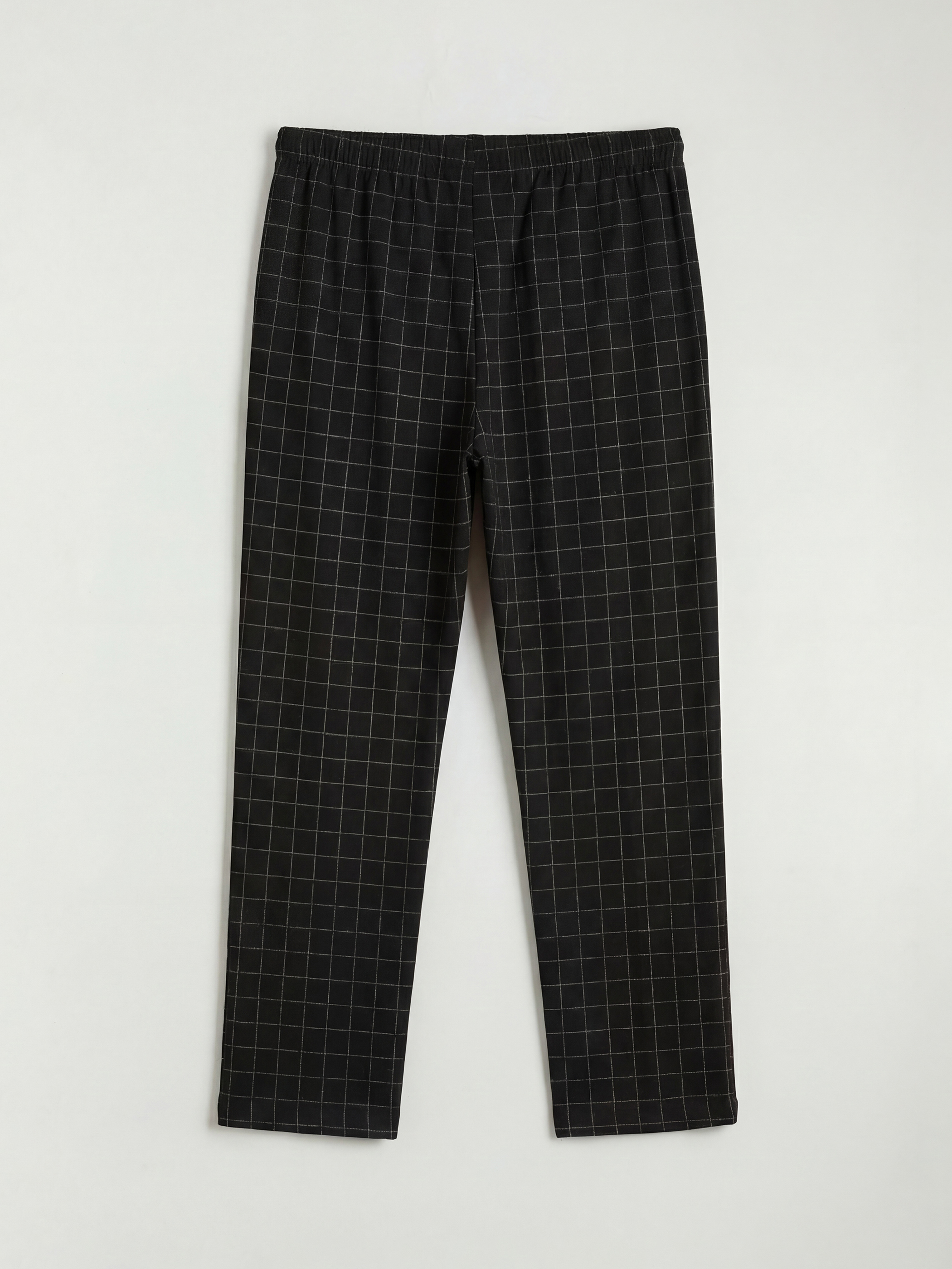 Siyah Standart Kalıp Ekose Erkek Pijama Alt-1