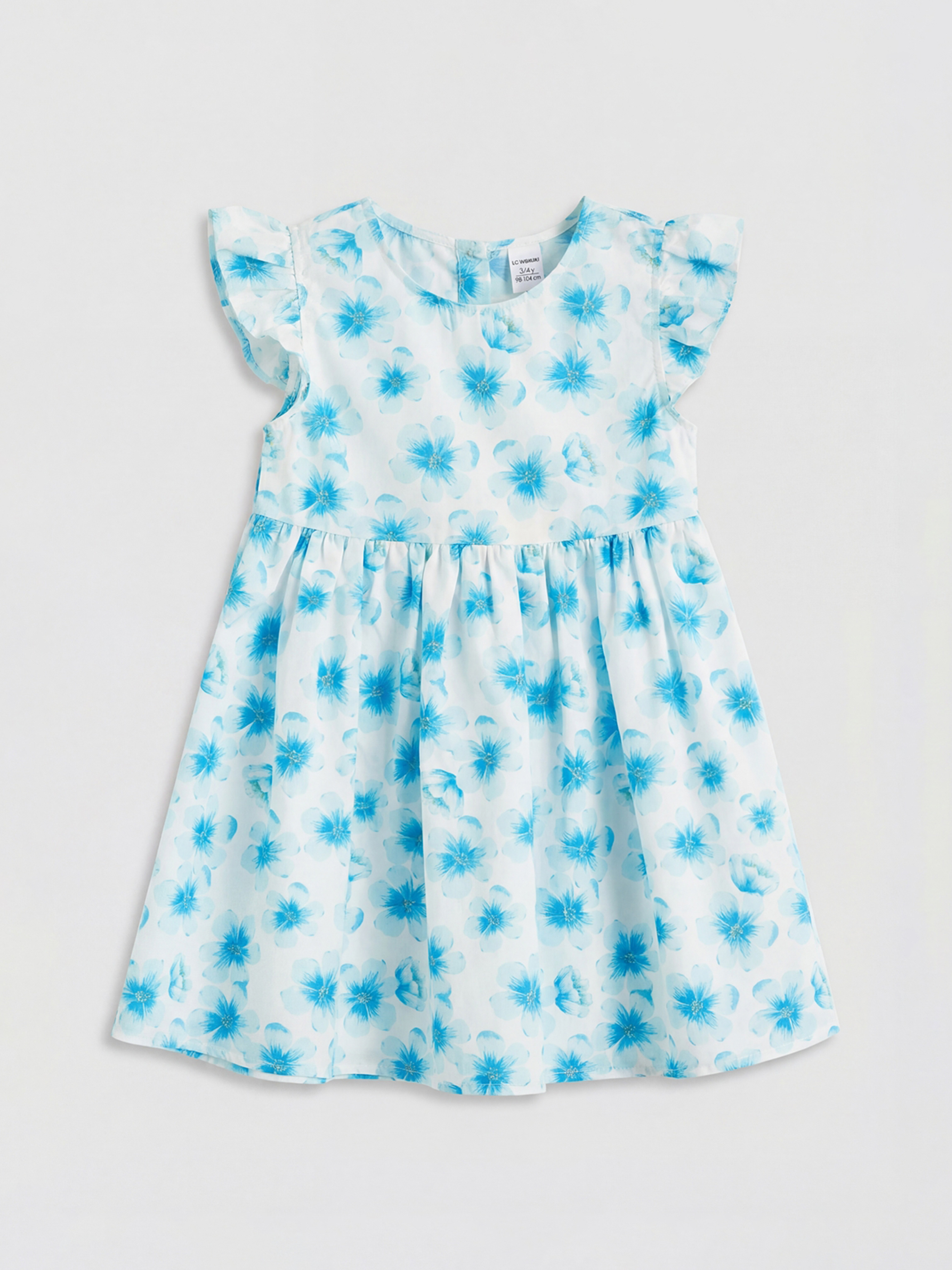 LCW Kids Bisiklet Yaka Çiçekli Kız Çocuk Elbise