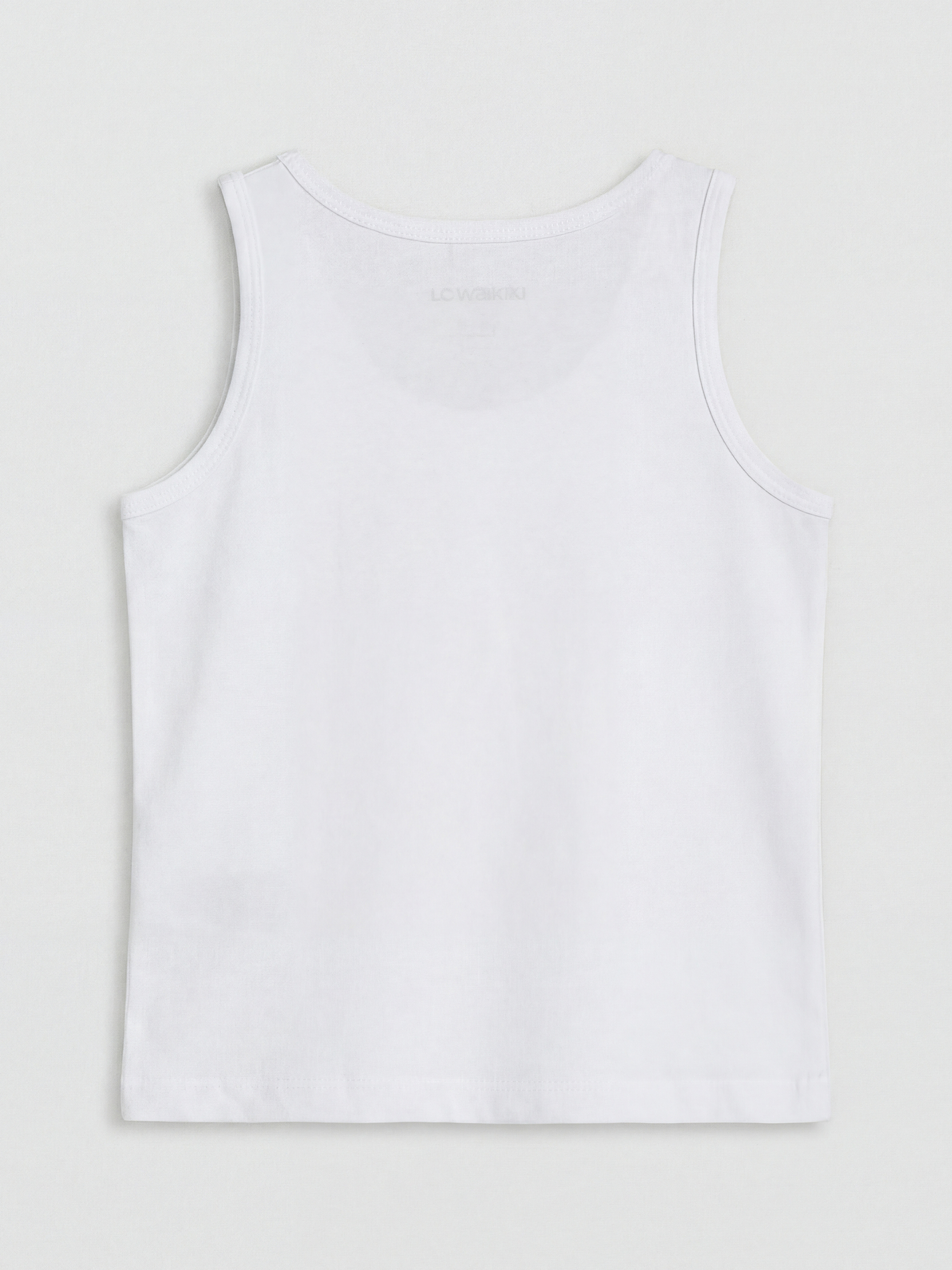 Beyaz Bisiklet Yaka Baskılı Erkek Çocuk İç Giyim Atlet 2'li-4