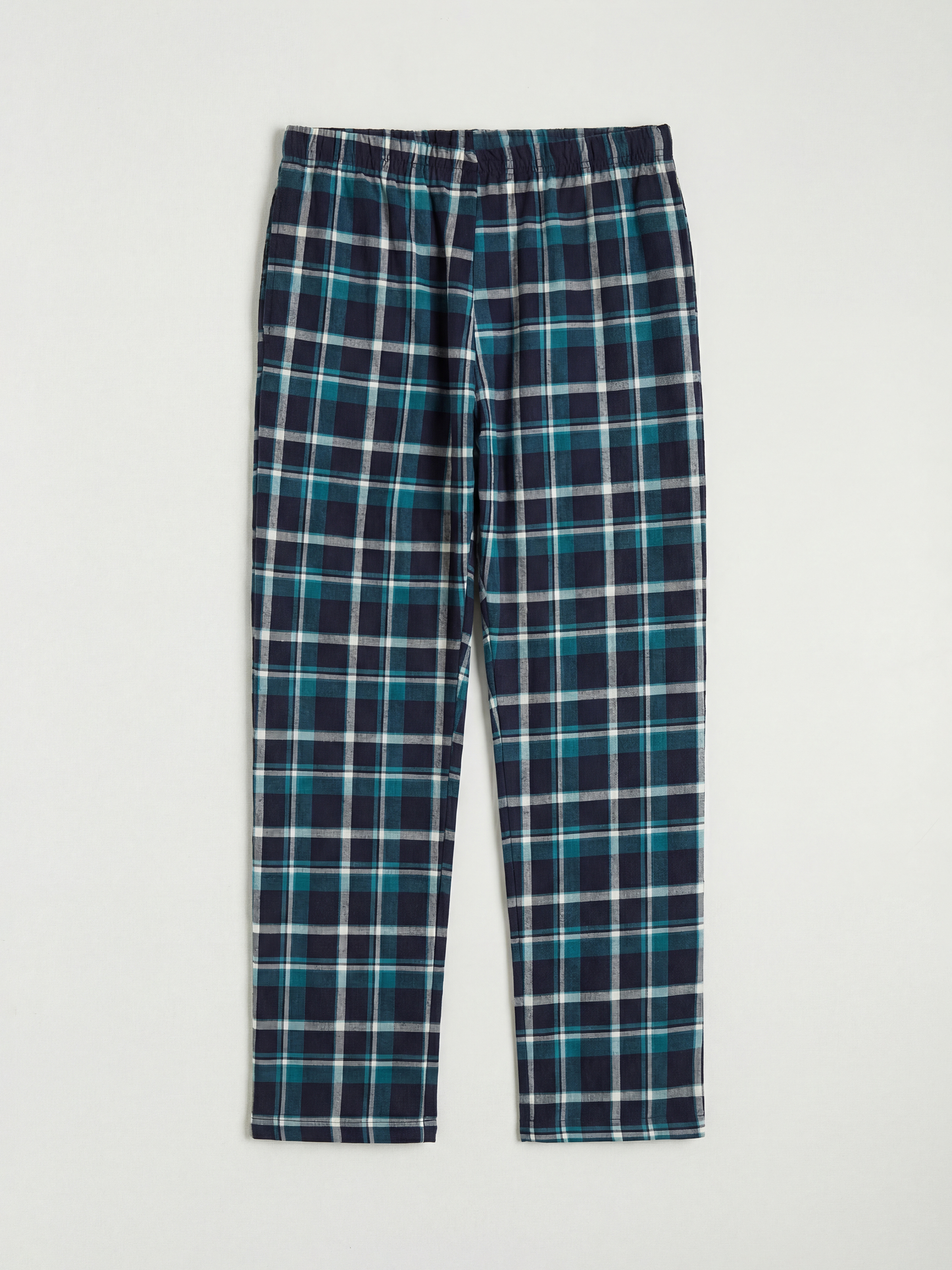 Petrol Standart Kalıp Ekose Erkek Pijama Takımı-4