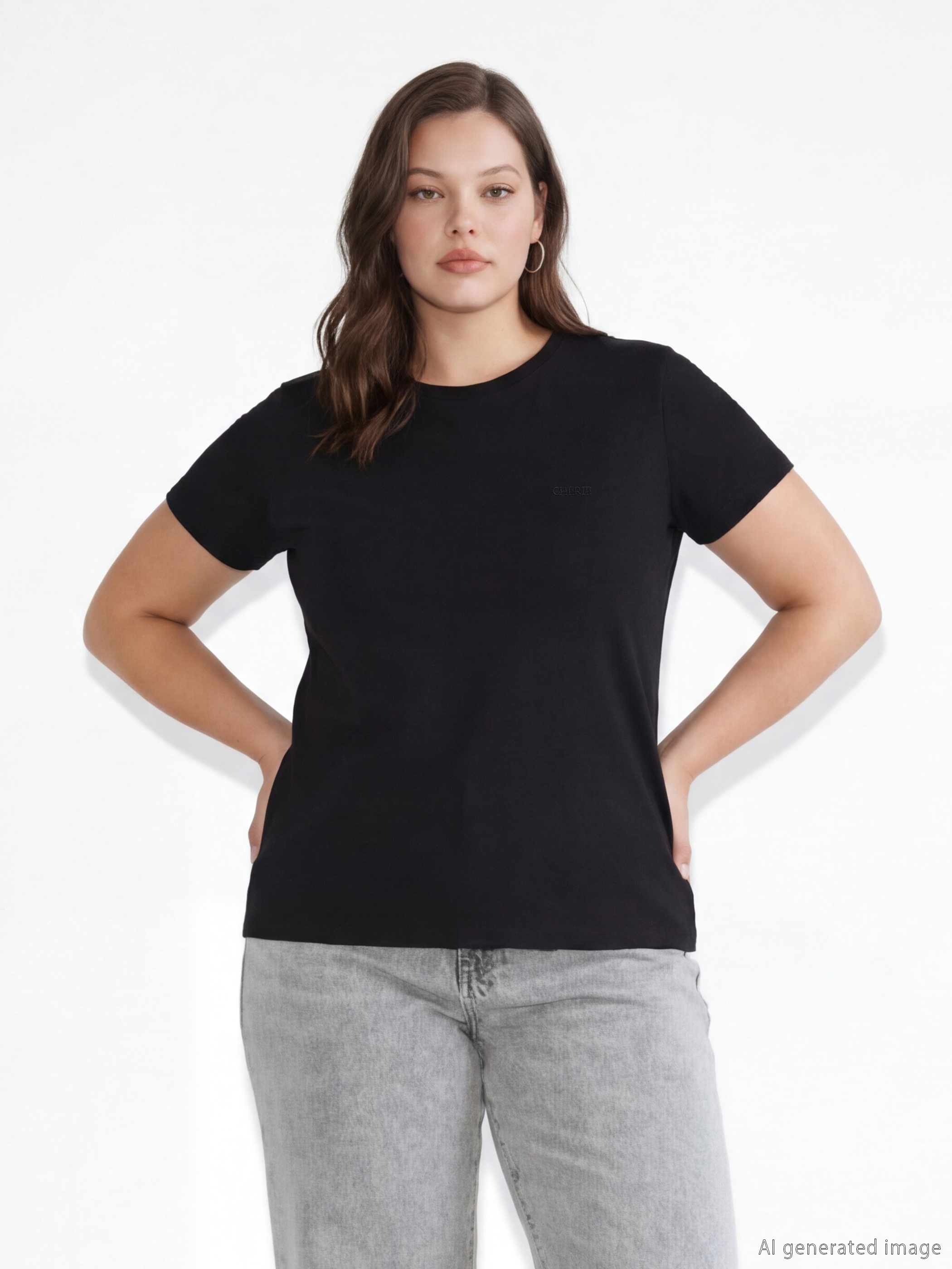 Женская футболка с круглым вырезом-1