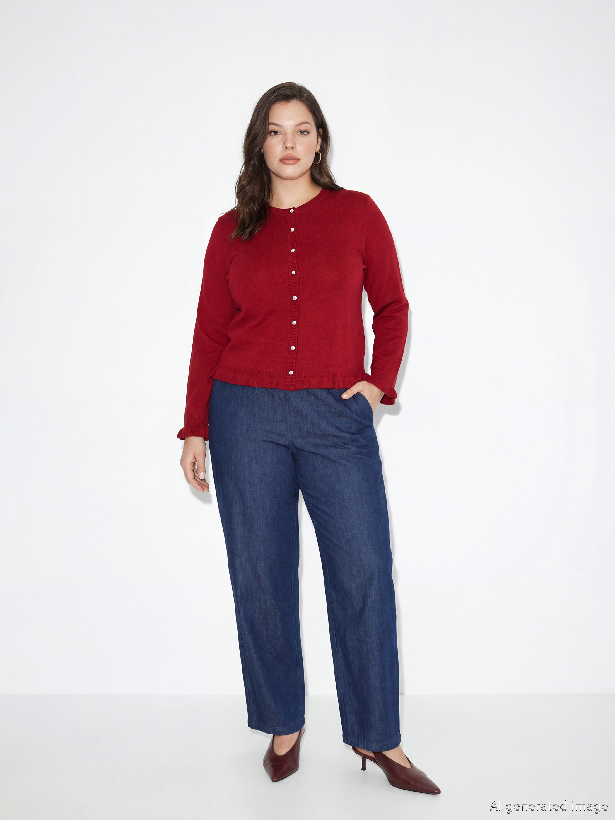 جينز نساء بخصر مرن وتصميم مستقيم-1