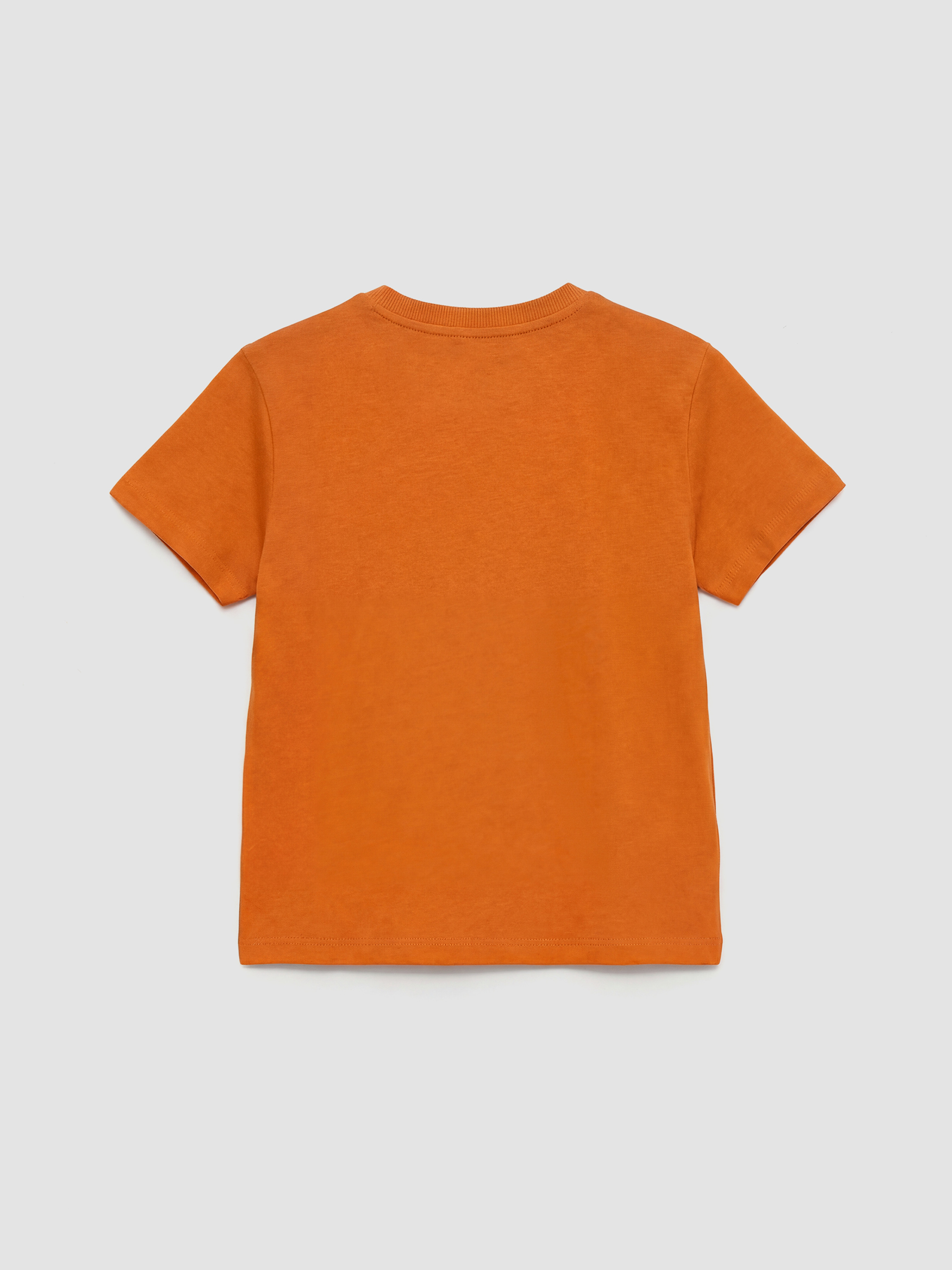 Turuncu Bisiklet Yaka Baskılı Erkek Çocuk Tişört-1