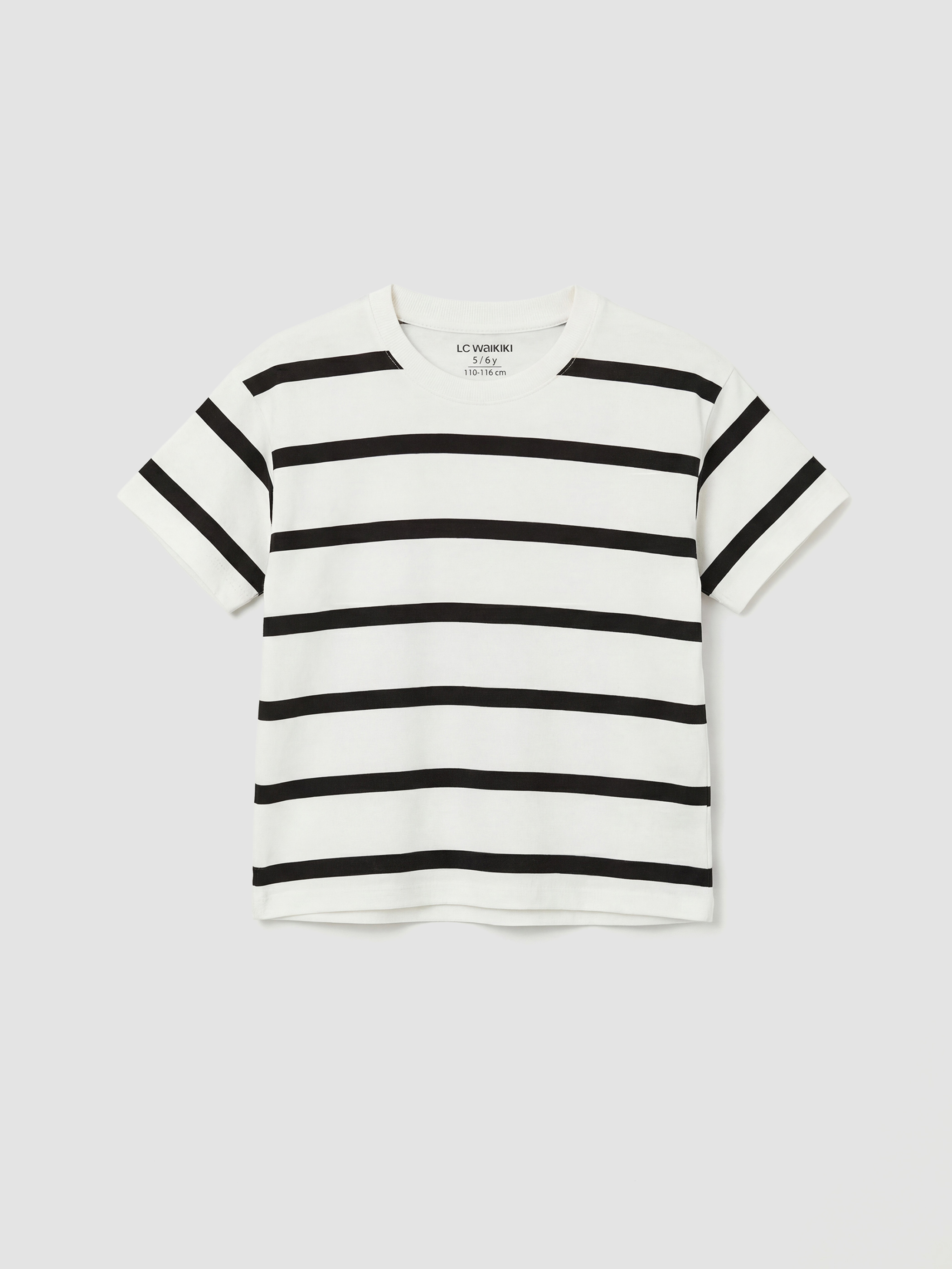 LCW Kids Bisiklet Yaka Çizgili Erkek Çocuk Tişört - S69159Z1-LRA