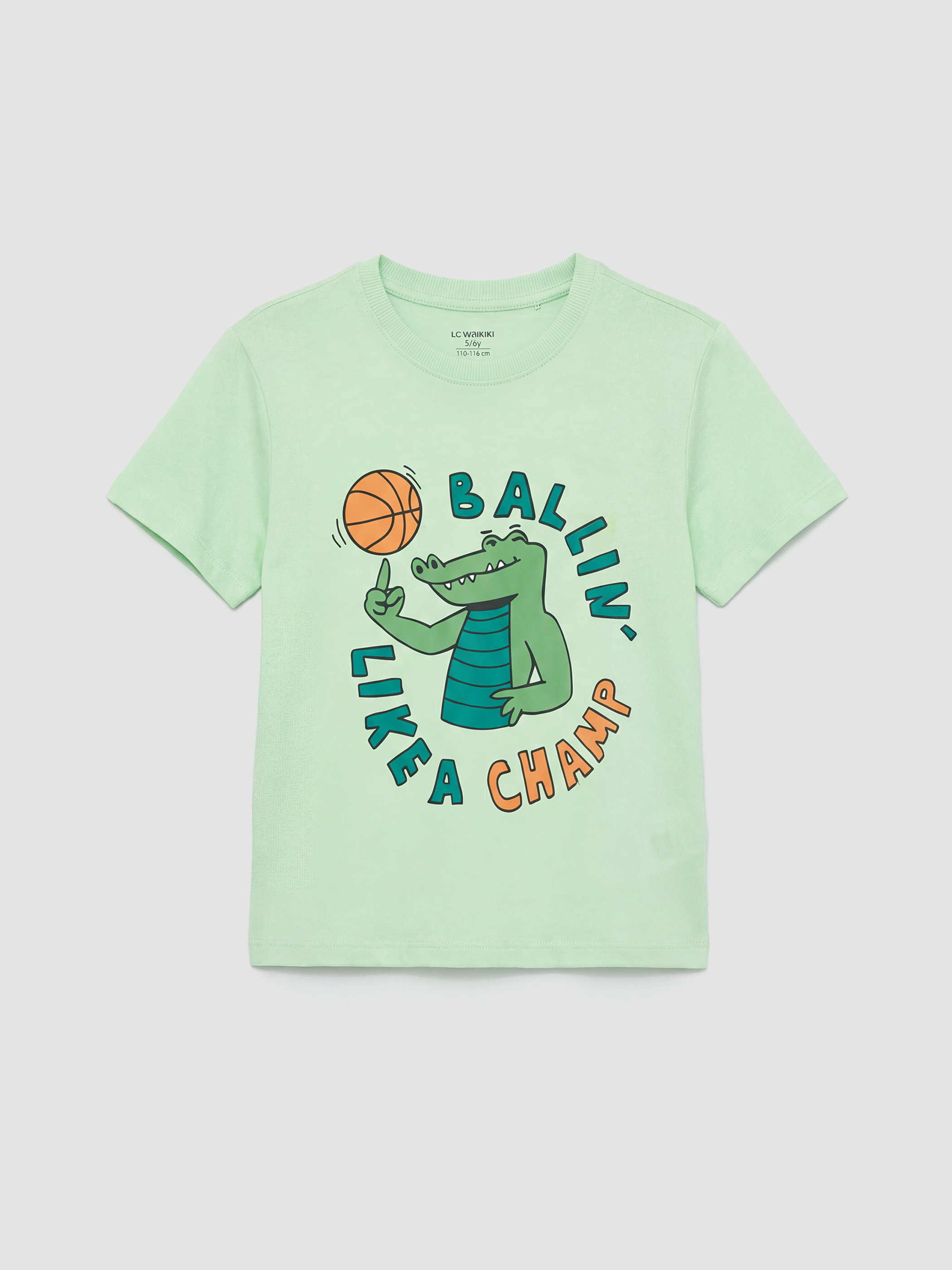 LCW Kids Dinozor Baskılı Erkek Çocuk Penye Tişört - S69180Z1-FPU