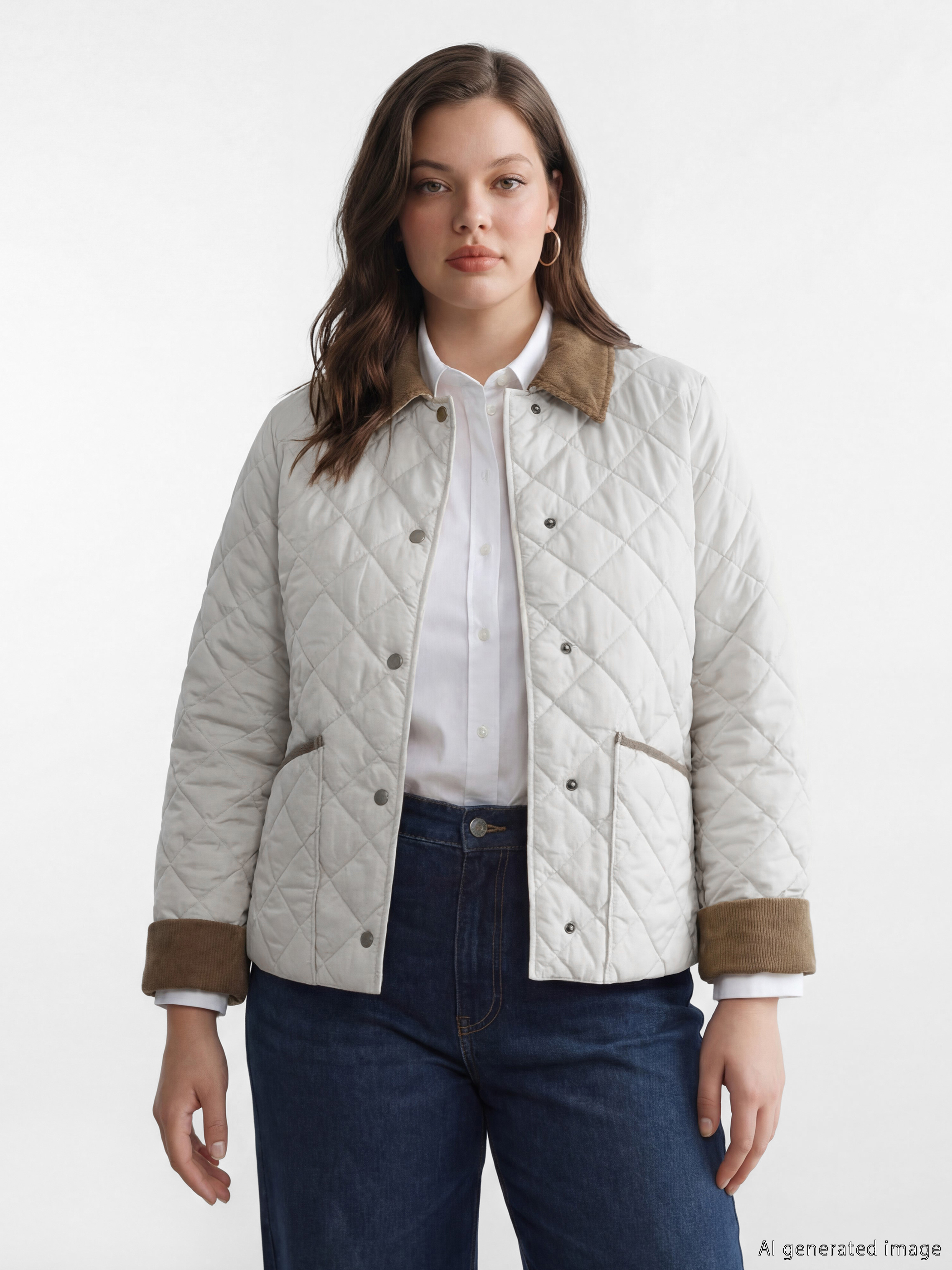 پاڵتۆی پوفەری بۆ ژنان بە یه‌خه‌ی ڤه‌لوور و پارچە دوریو-1