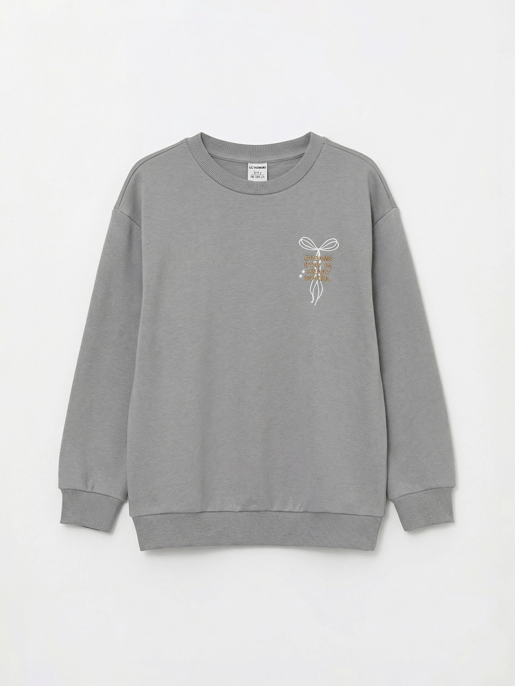 LCW Kids Bisiklet Yaka Baskılı Kız Çocuk Sweatshirt - S69385Z4-QZ5