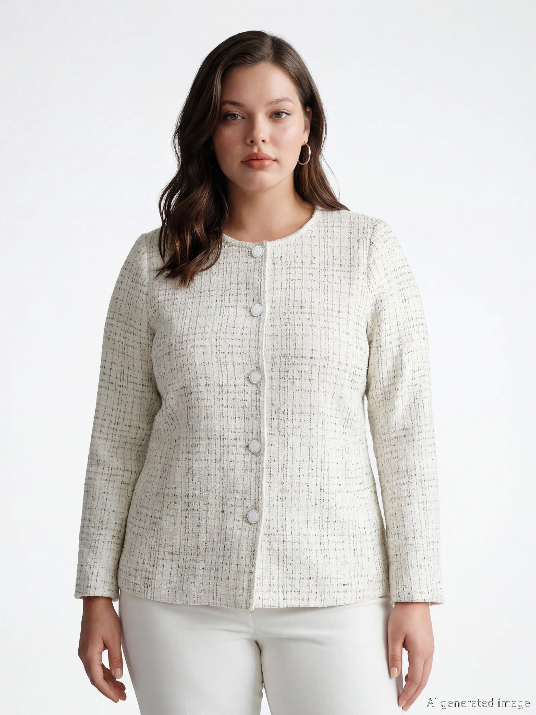 Gri Bisiklet Yaka Desenli Kadın Hırka-1