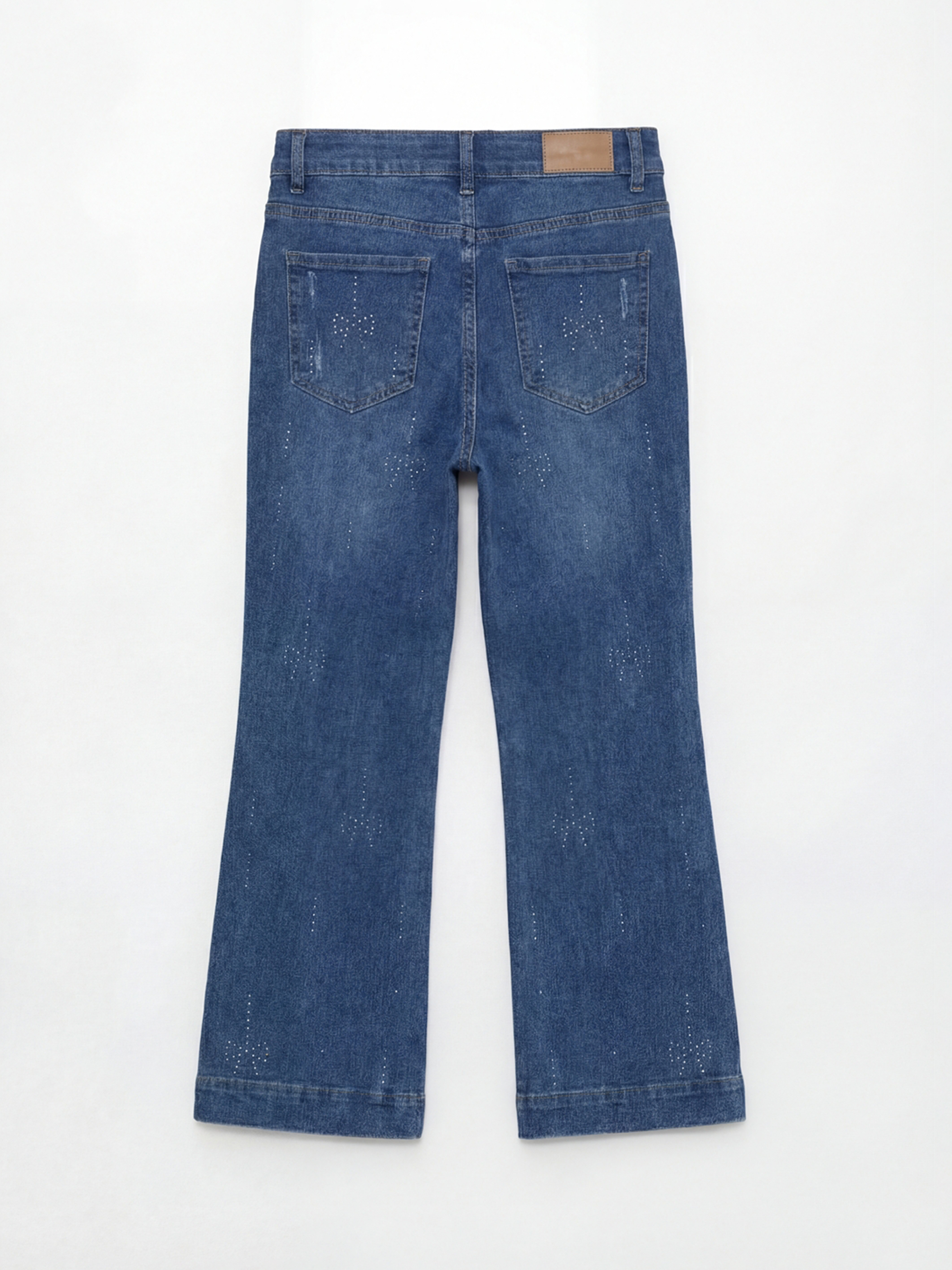 Flare Fit Rhinestone Embellished Girls' Jeans-1