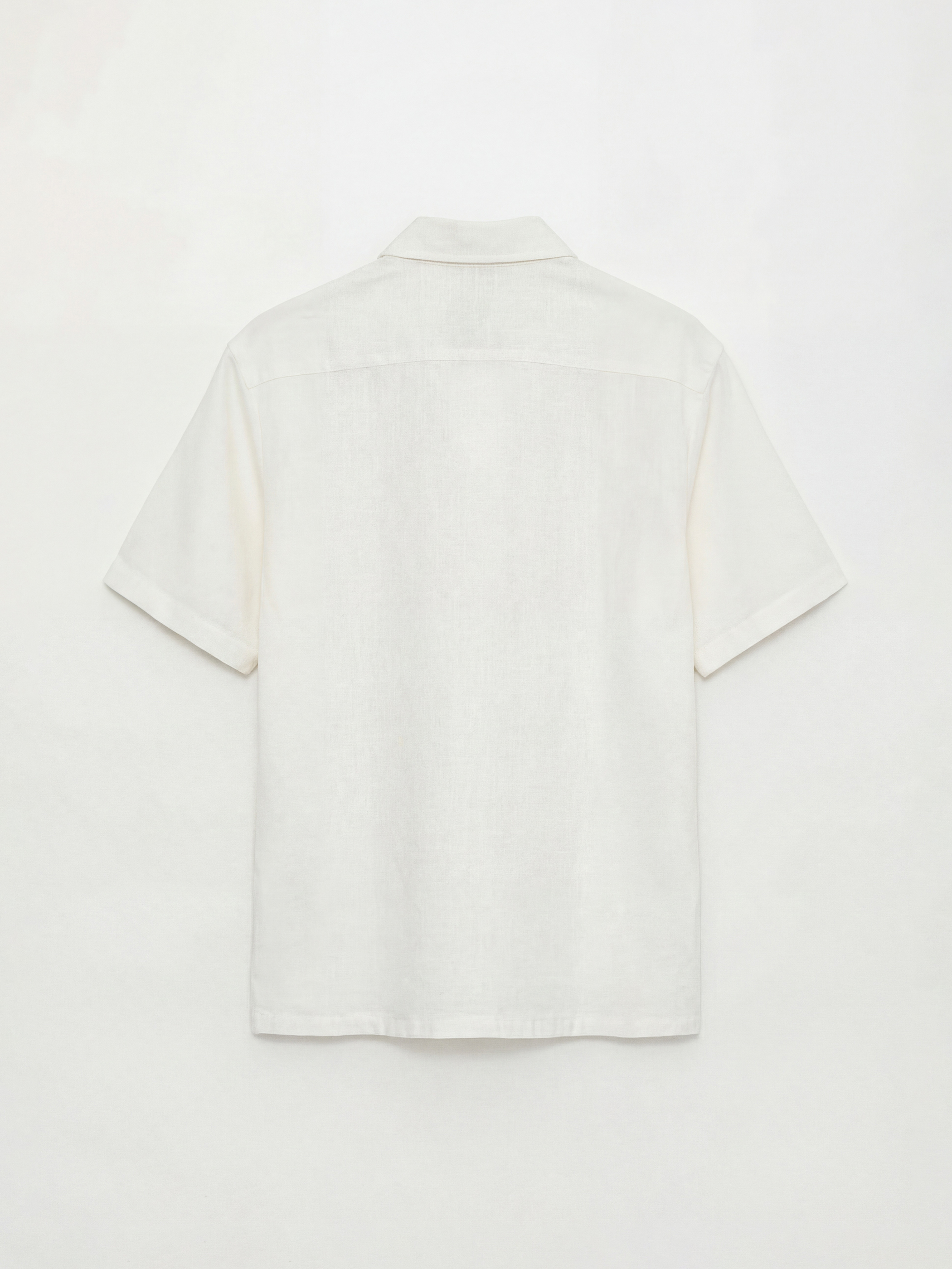 Ekru Loose Fit Keten Görünümlü Erkek Gömlek-1