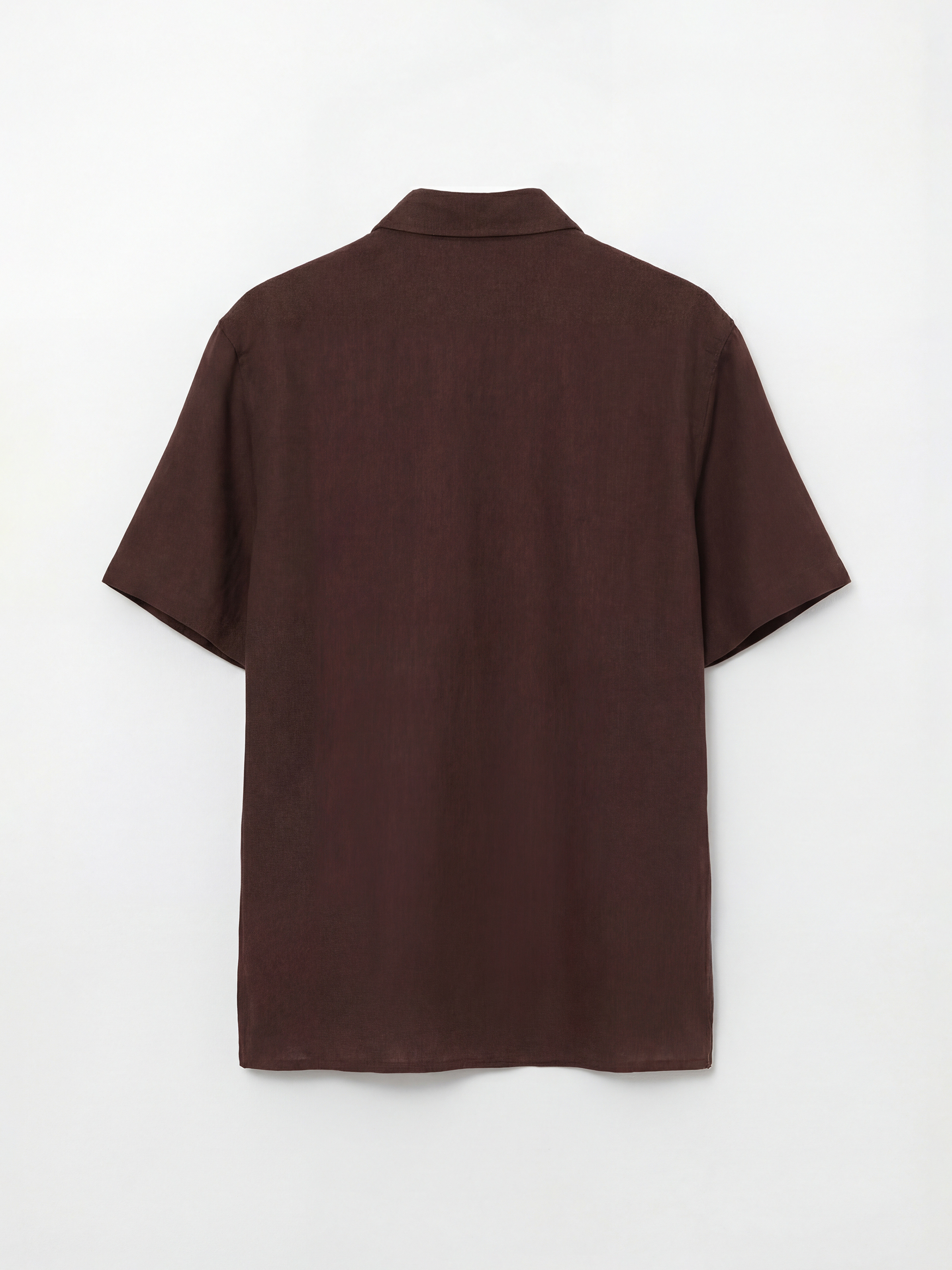 Kahverengi Loose Fit Keten Görünümlü Erkek Gömlek-1
