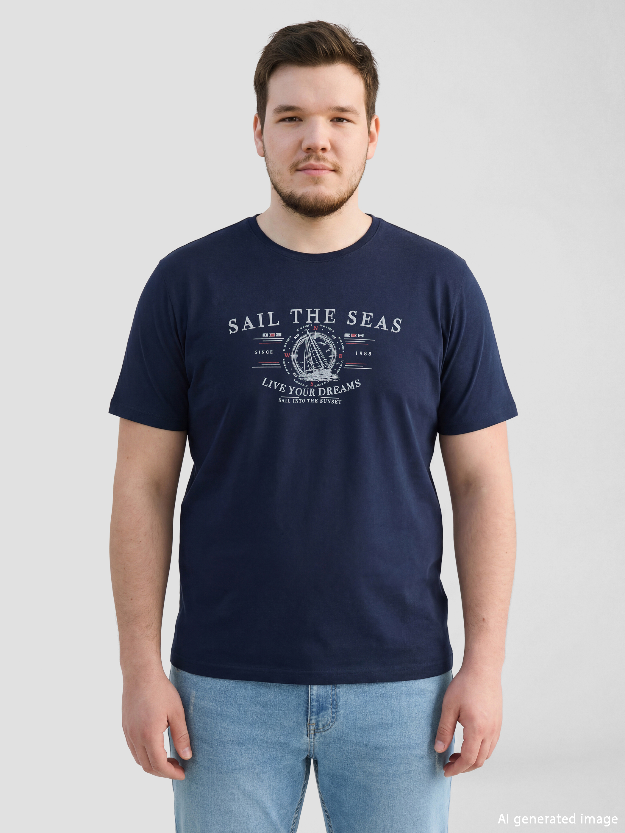 LCWAIKIKI Classic Bisiklet Yaka Baskılı Penye Erkek Tişört - S6AB59Z8-DWP