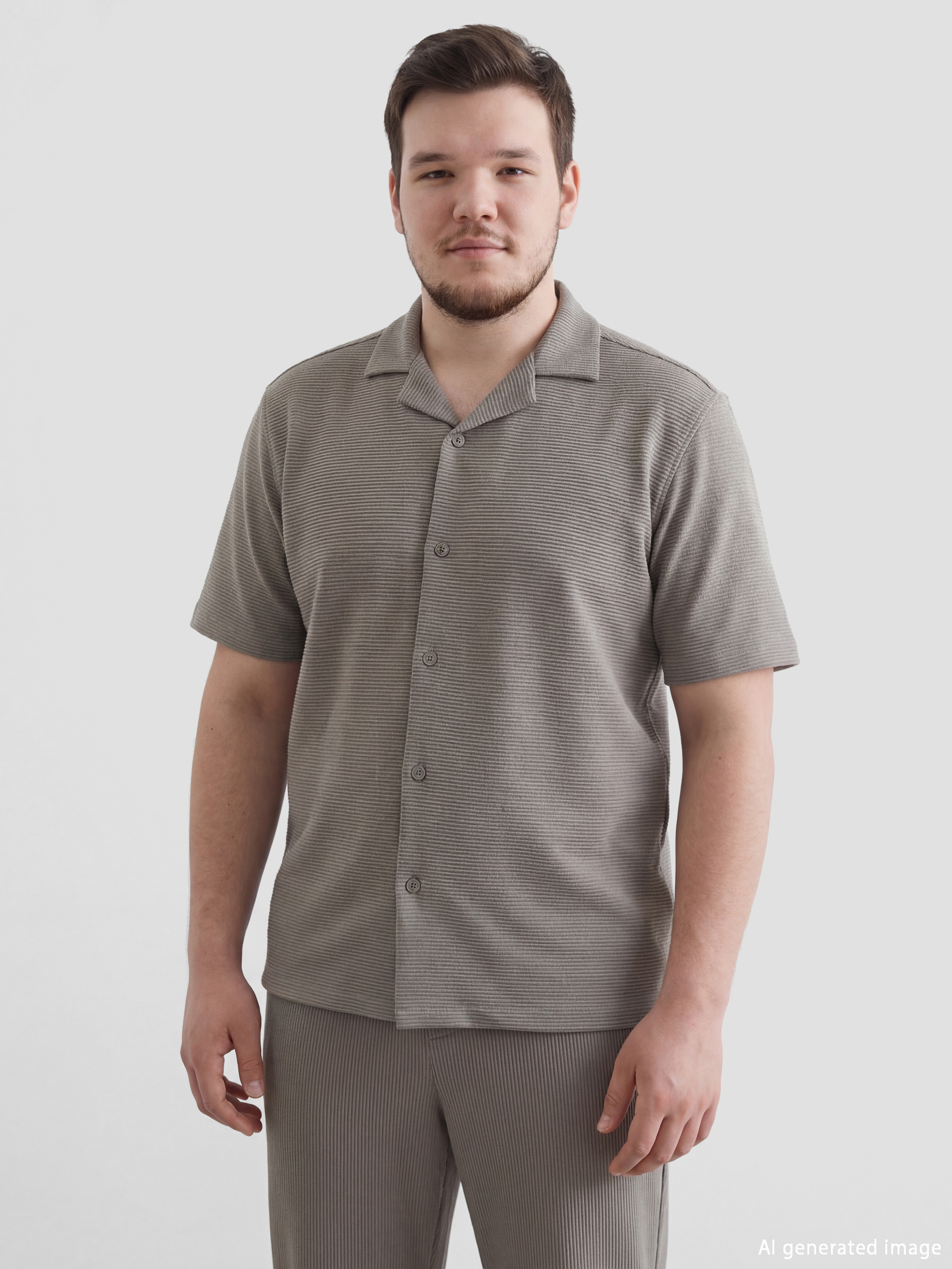 Yeşil Regular Fit Resort Yaka Erkek Gömlek-1