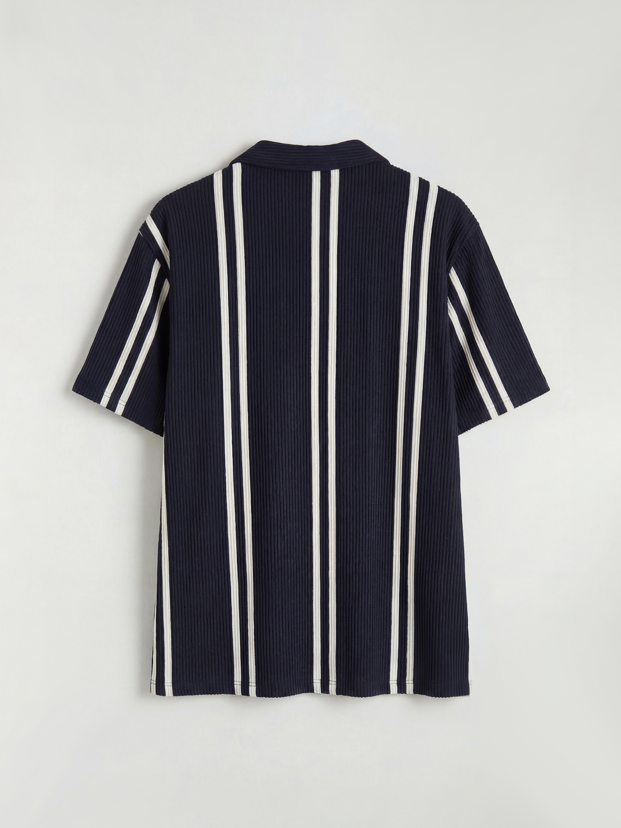 Lacivert Regular Fit Çizgili Erkek Gömlek-5