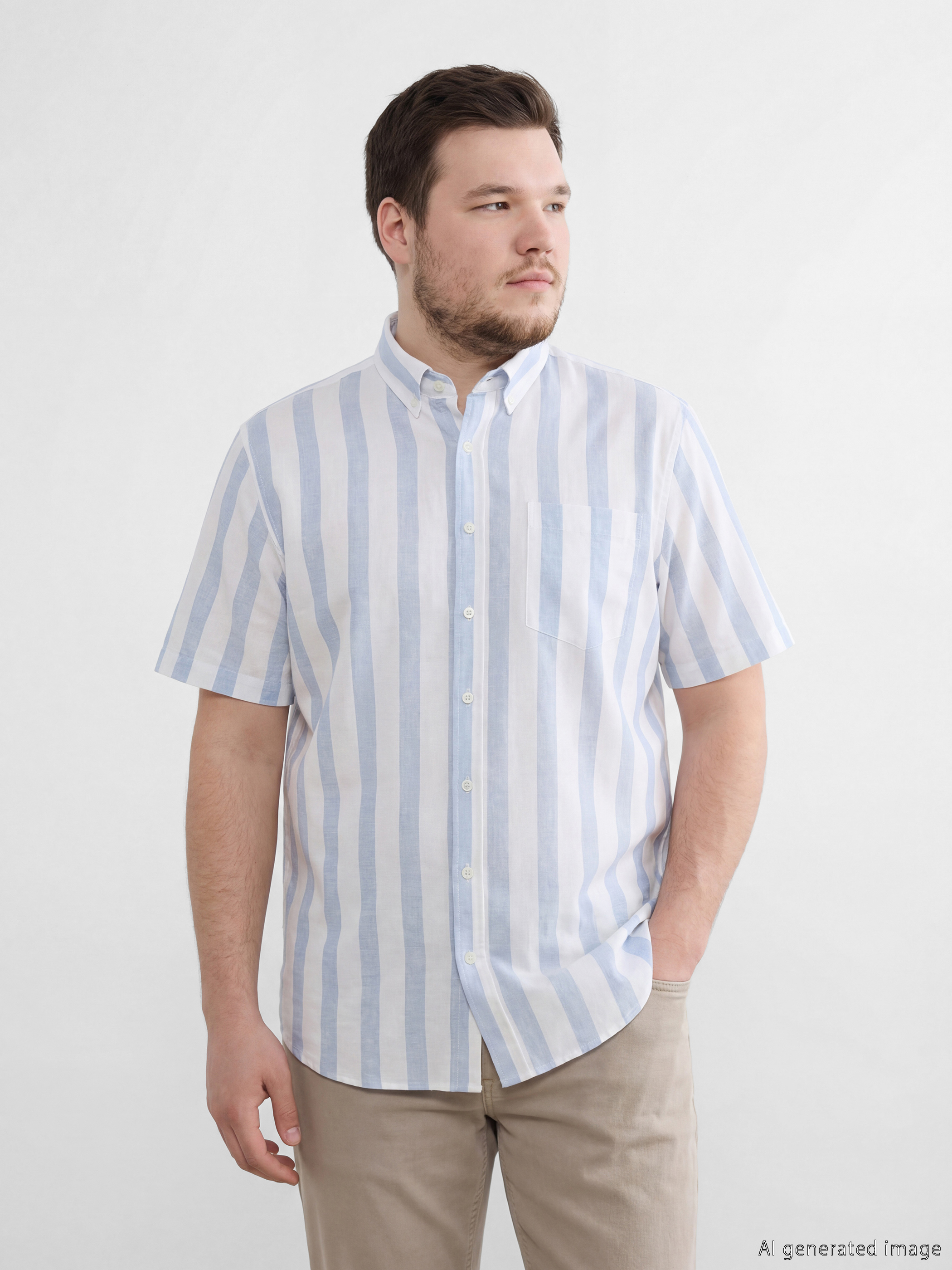 LCWAIKIKI Classic Regular Fit Çizgili Armürlü Erkek Gömlek - S6AH38Z8-LJX