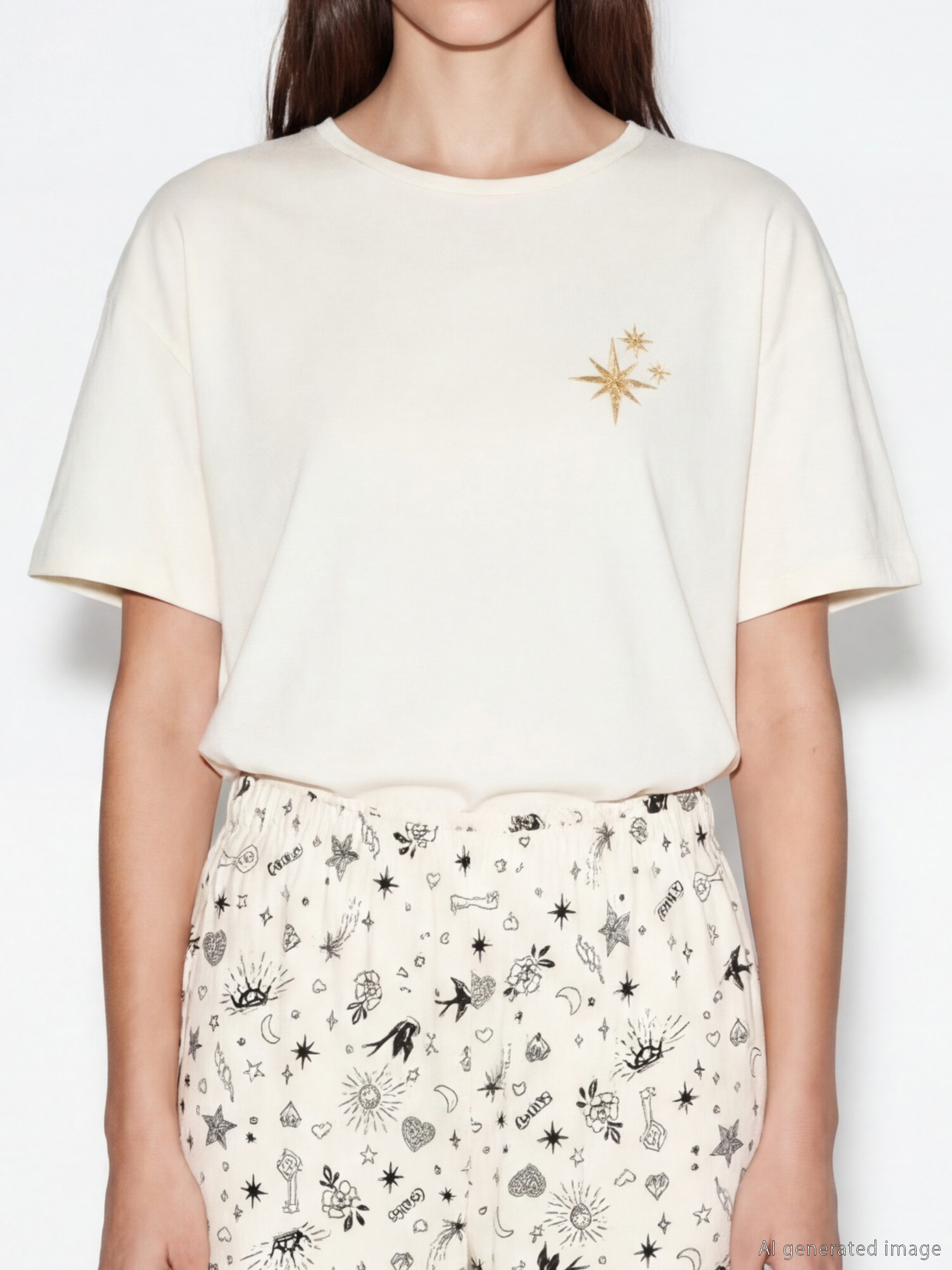 Женщины экрю Пижамный комплект-2