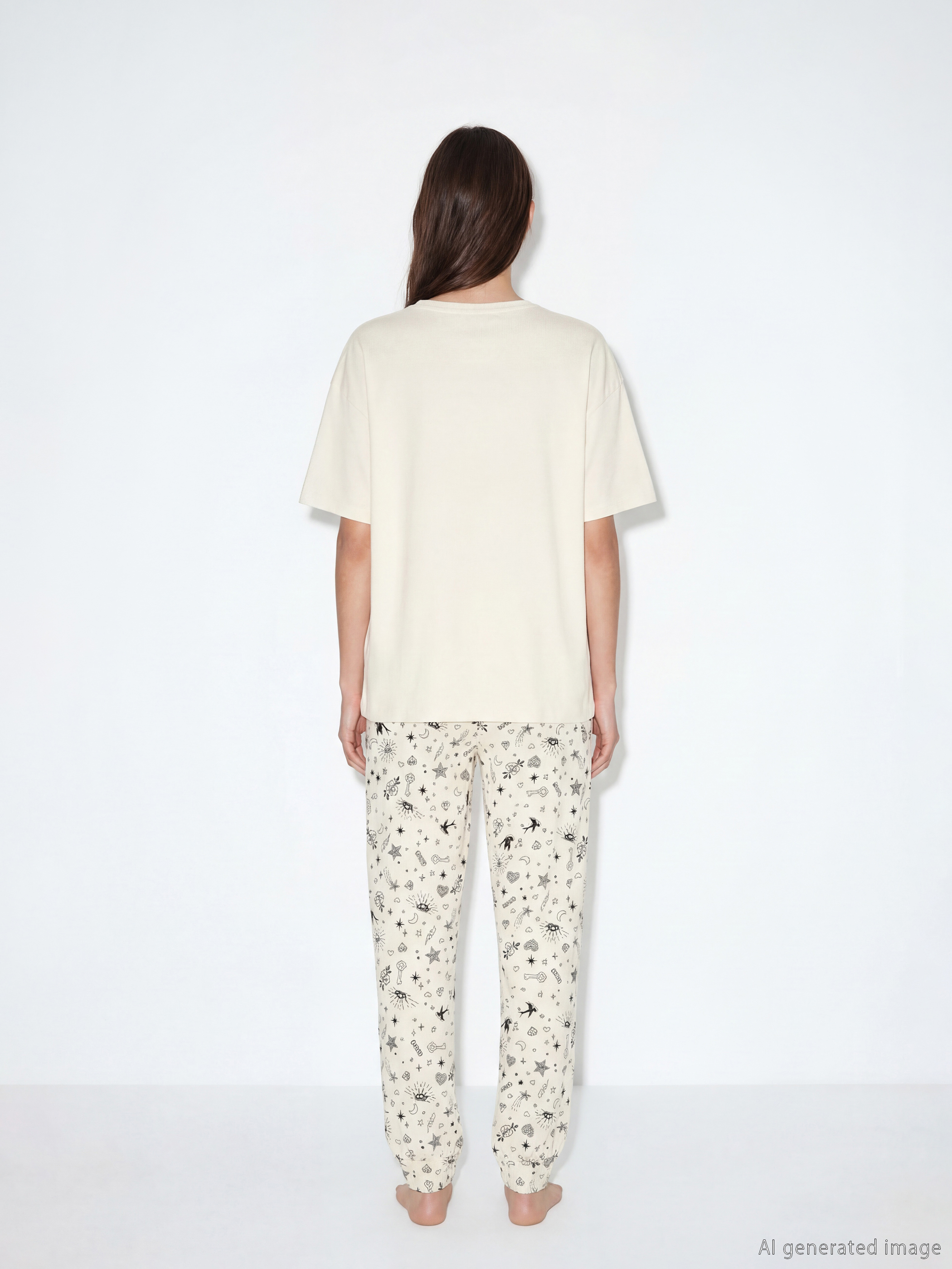 Женщины экрю Пижамный комплект-3