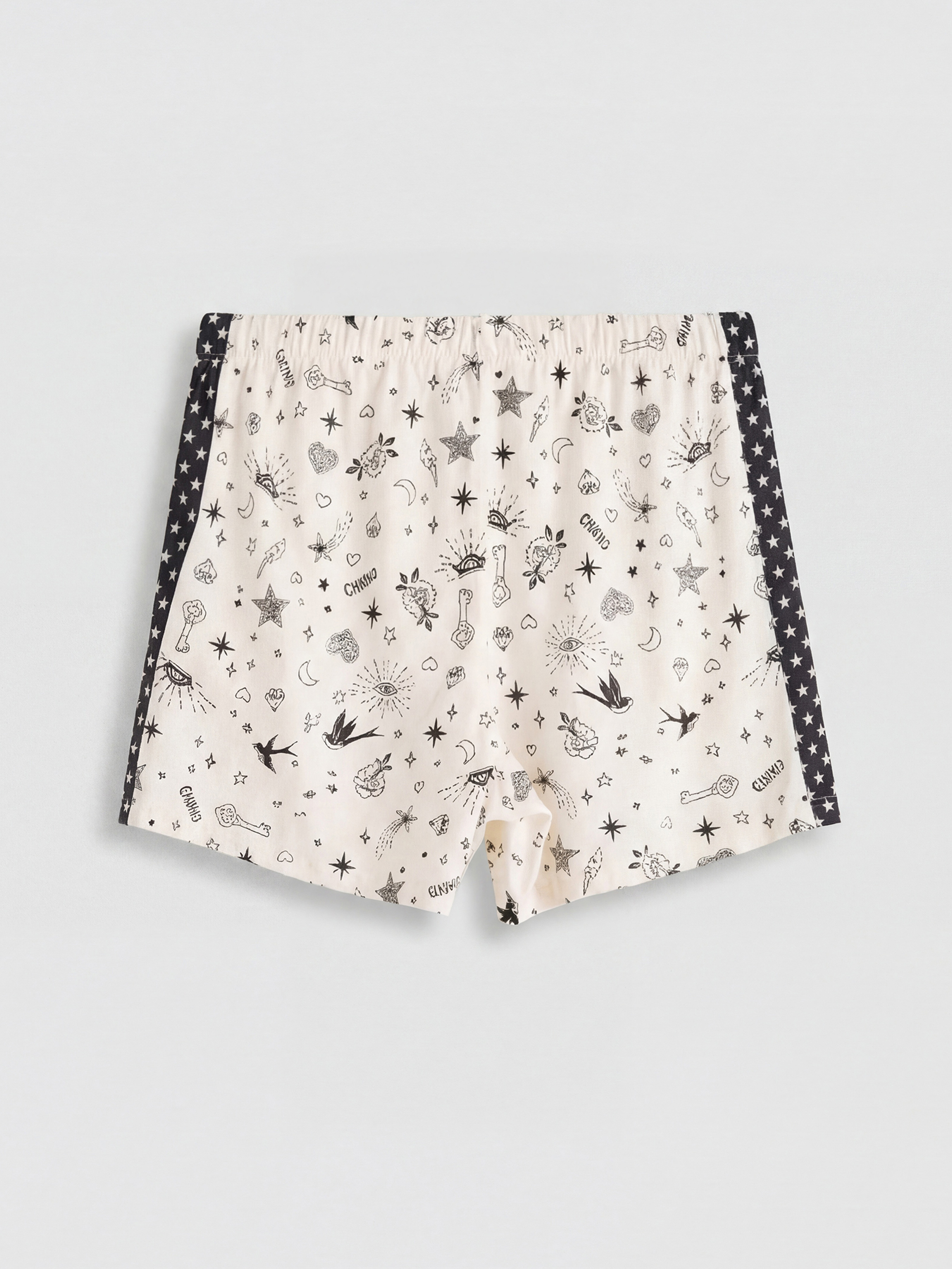 Ekru Desenli Askılı Kadın Şortlu Pijama Takımı-4