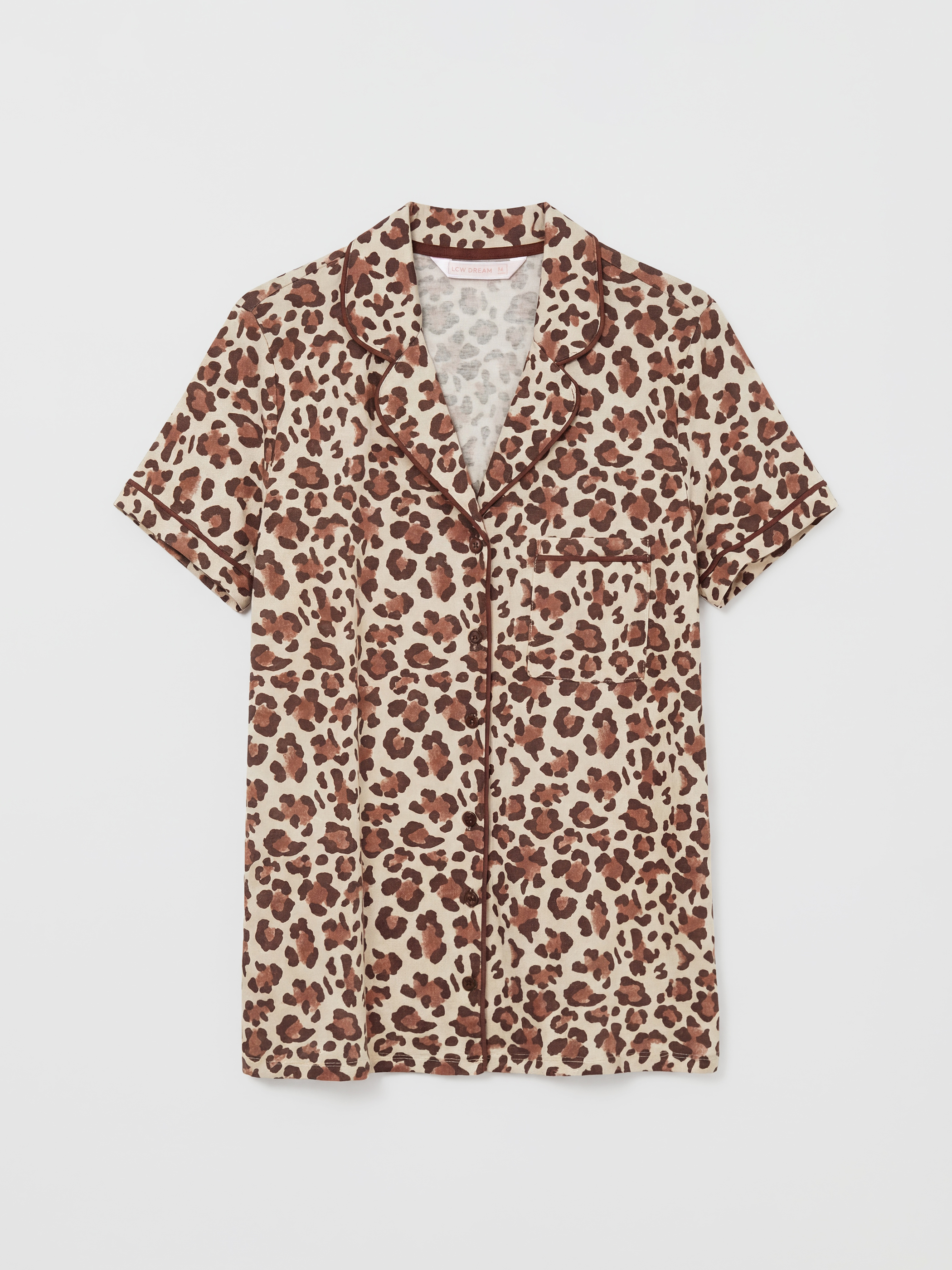 Женский короткий пижамный комплект с леопардовым принтом-1