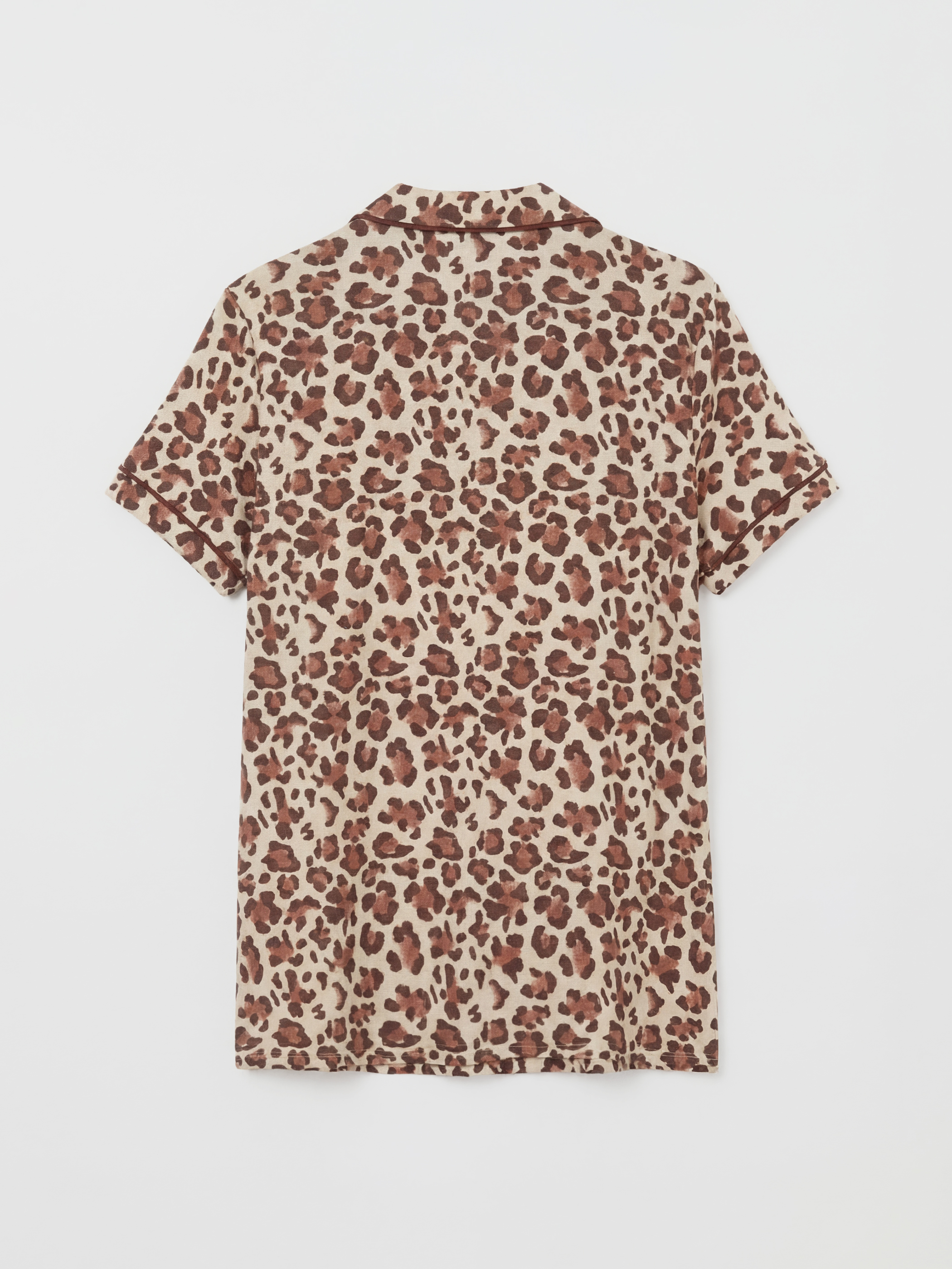 Женский короткий пижамный комплект с леопардовым принтом-2