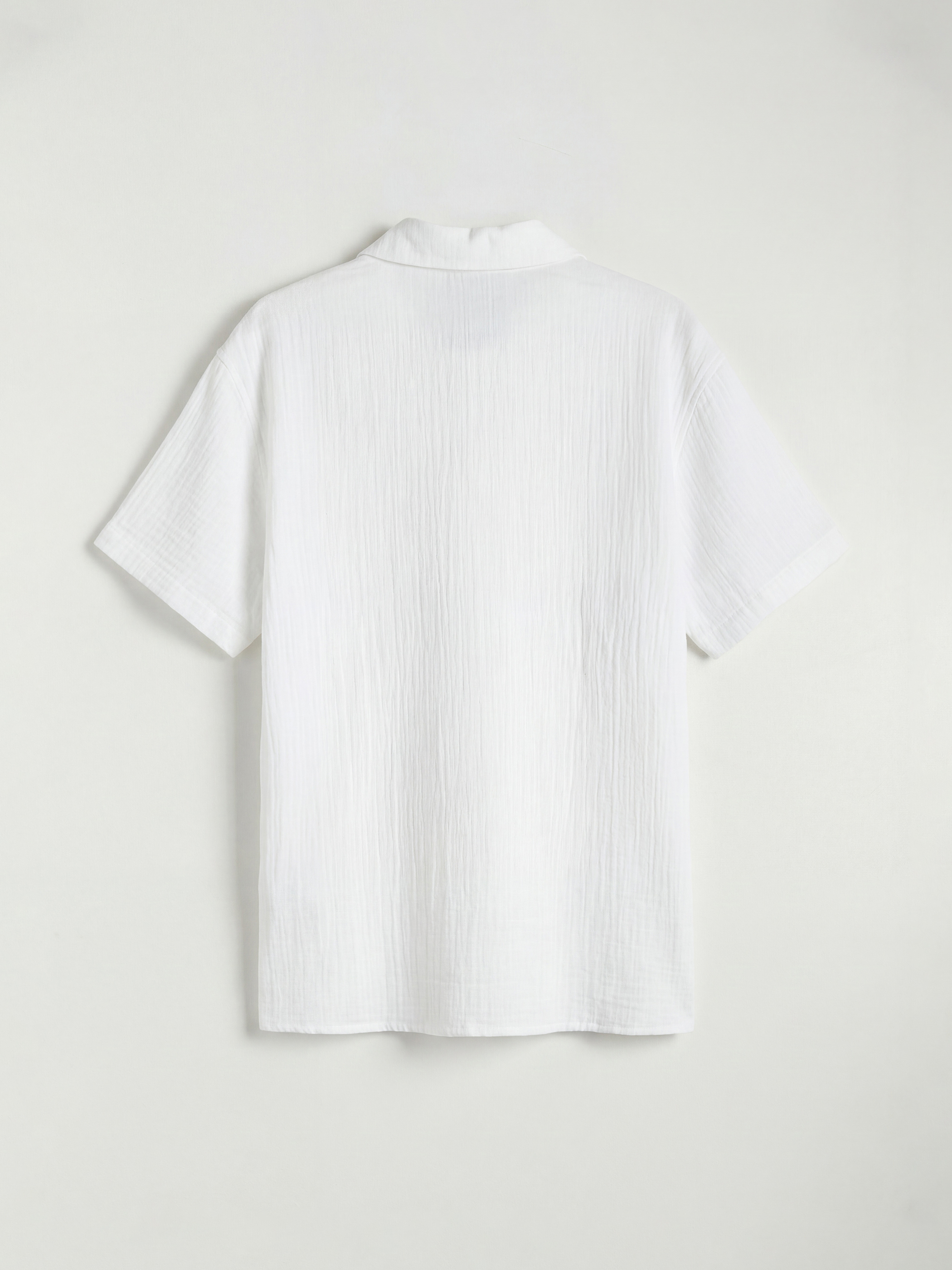 Beyaz Erkek Çocuk Nakışlı Müslin Gömlek-1