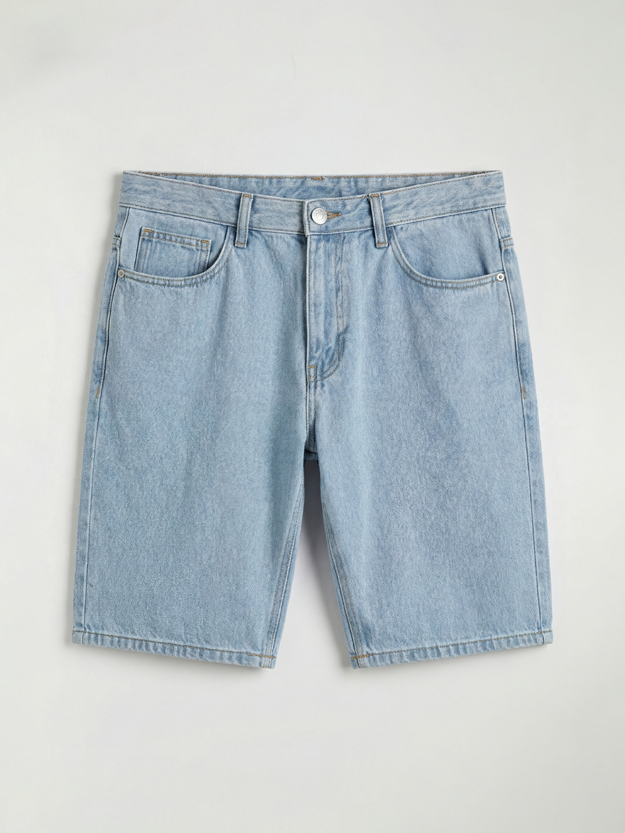 მამაკაცები მუქი ლურჯი ჯინსის შორტები-4