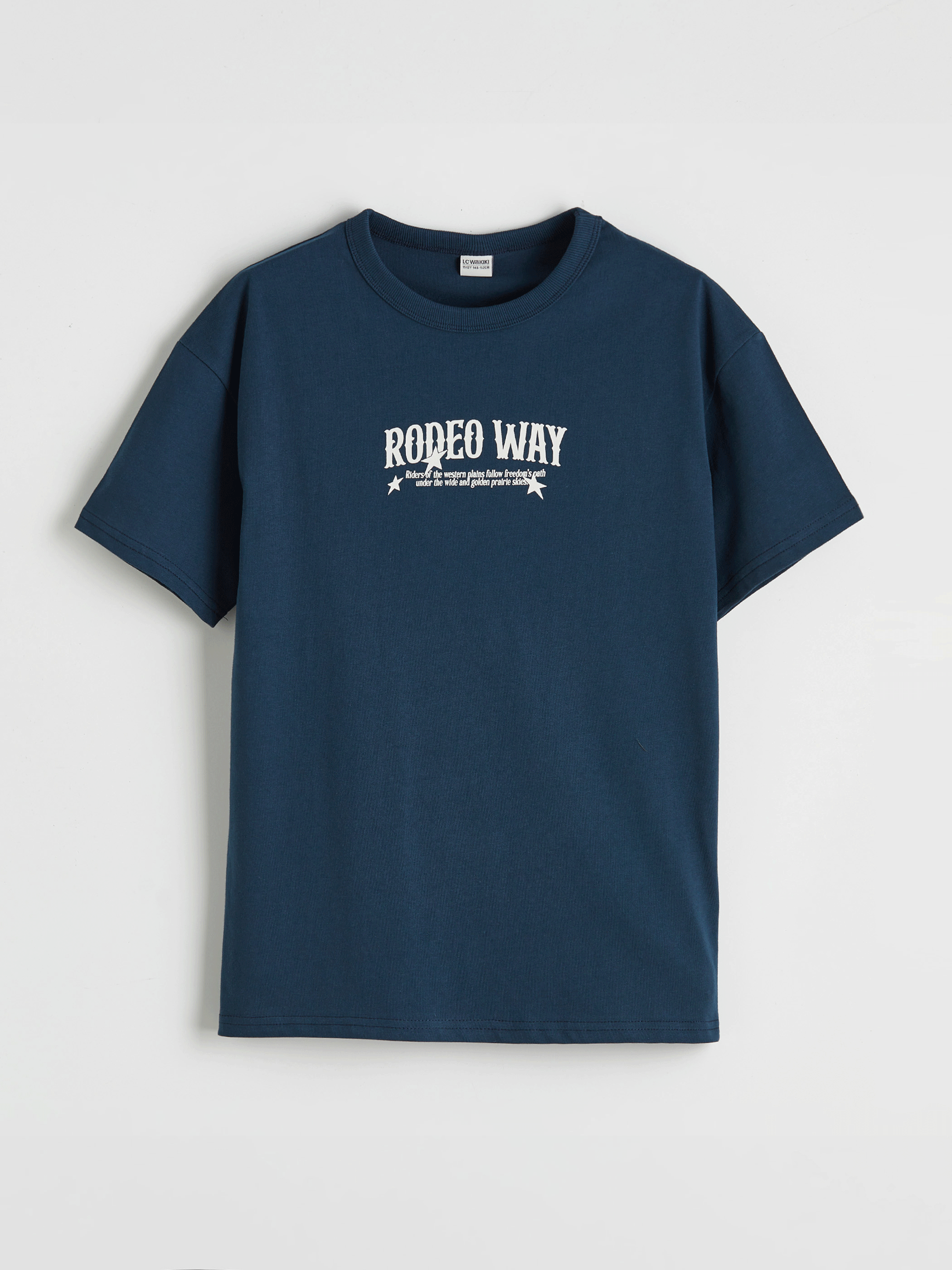 Petrol Bisiklet Yaka Baskılı Erkek Çocuk Tişört-1