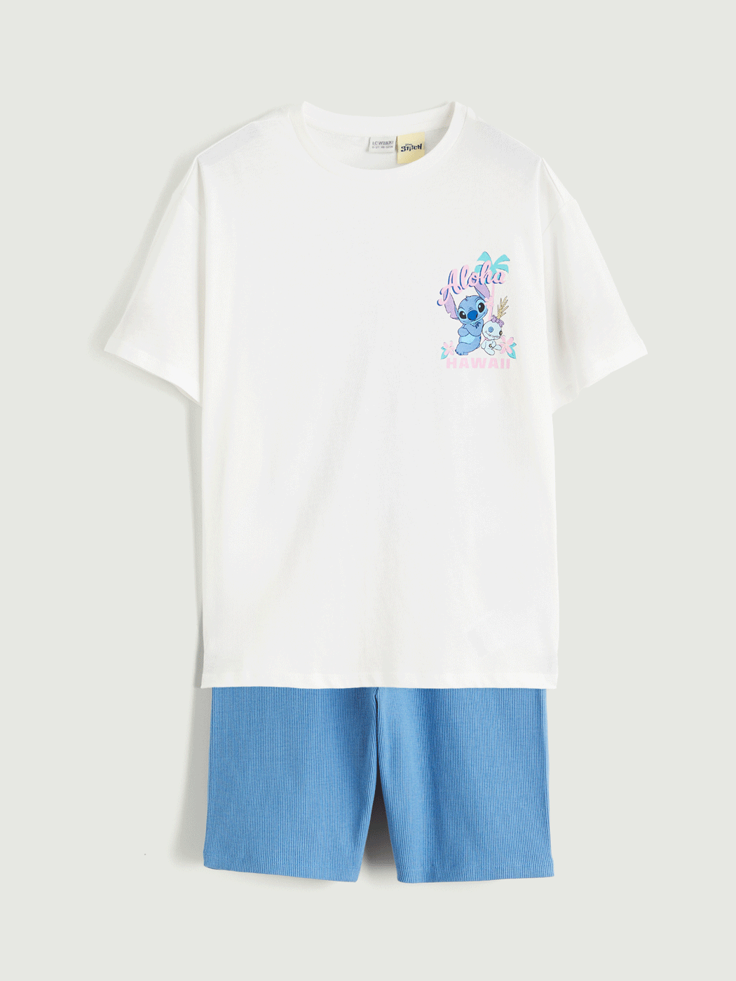 LCW Kids Stitch Printed Girl's T-shirt and Shorts Set - S6AO33Z4-R9J