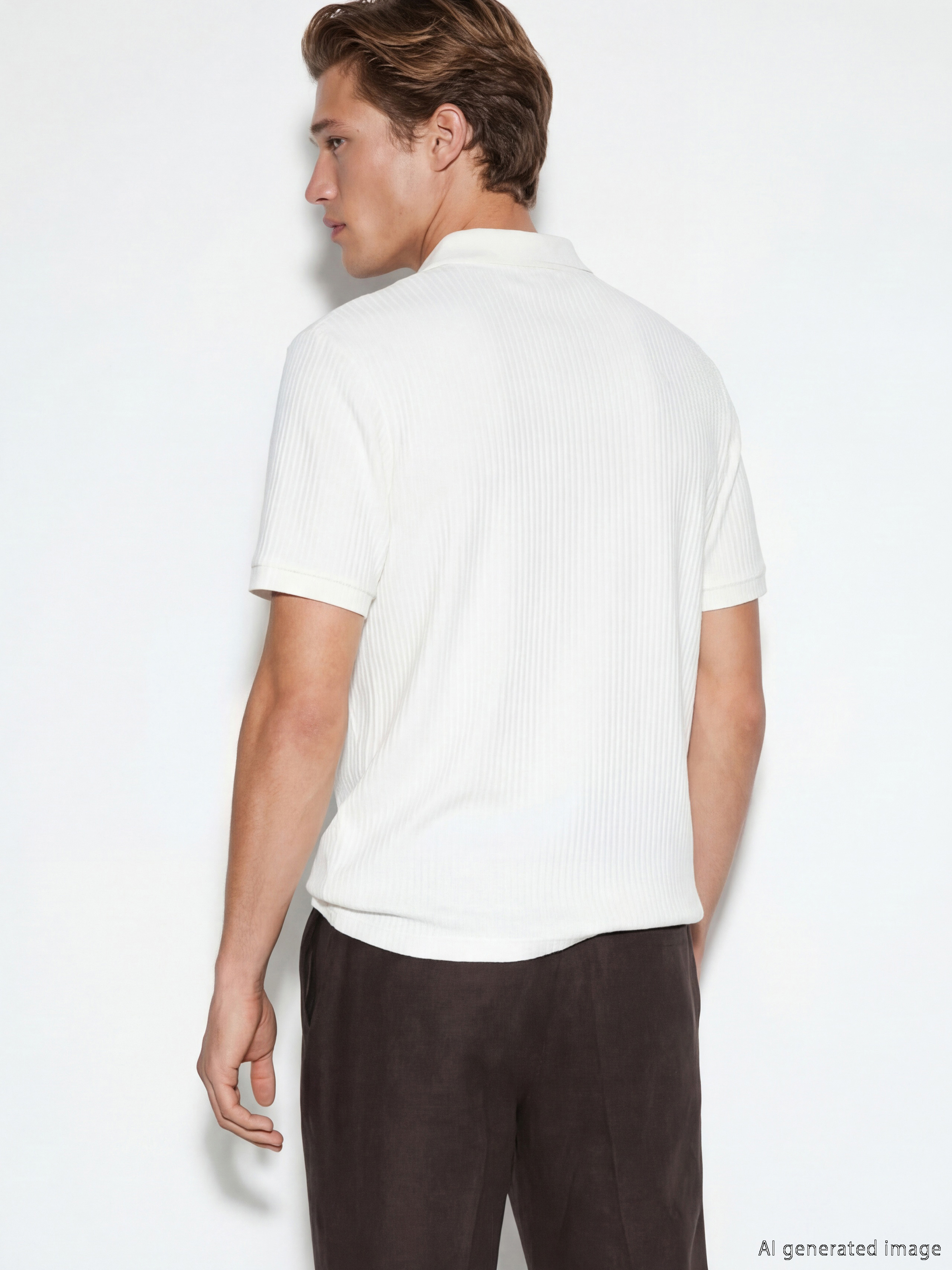 Polo Collar Ribbed Men's T-Shirt-3