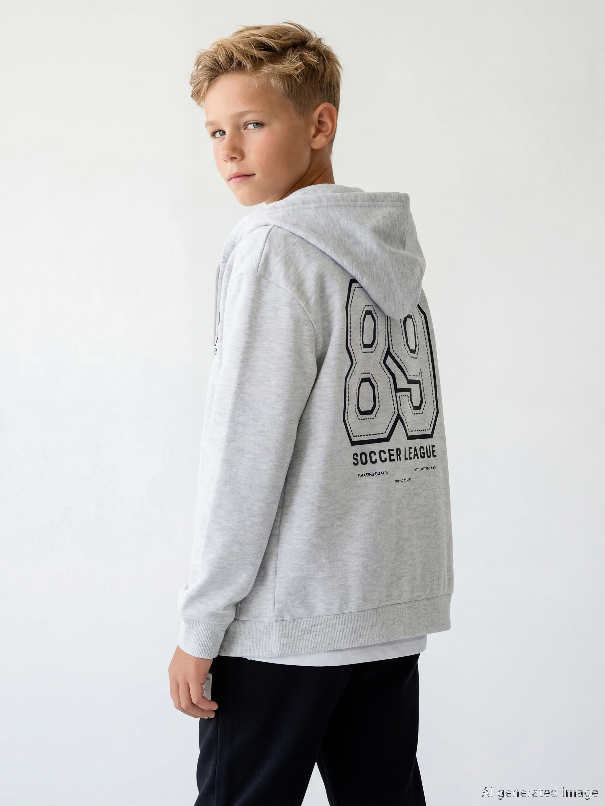 LCW Kids Baskılı Kapüşonlu Erkek Çocuk Fermuarlı Sweatshirt - S6AS11Z4-DD0