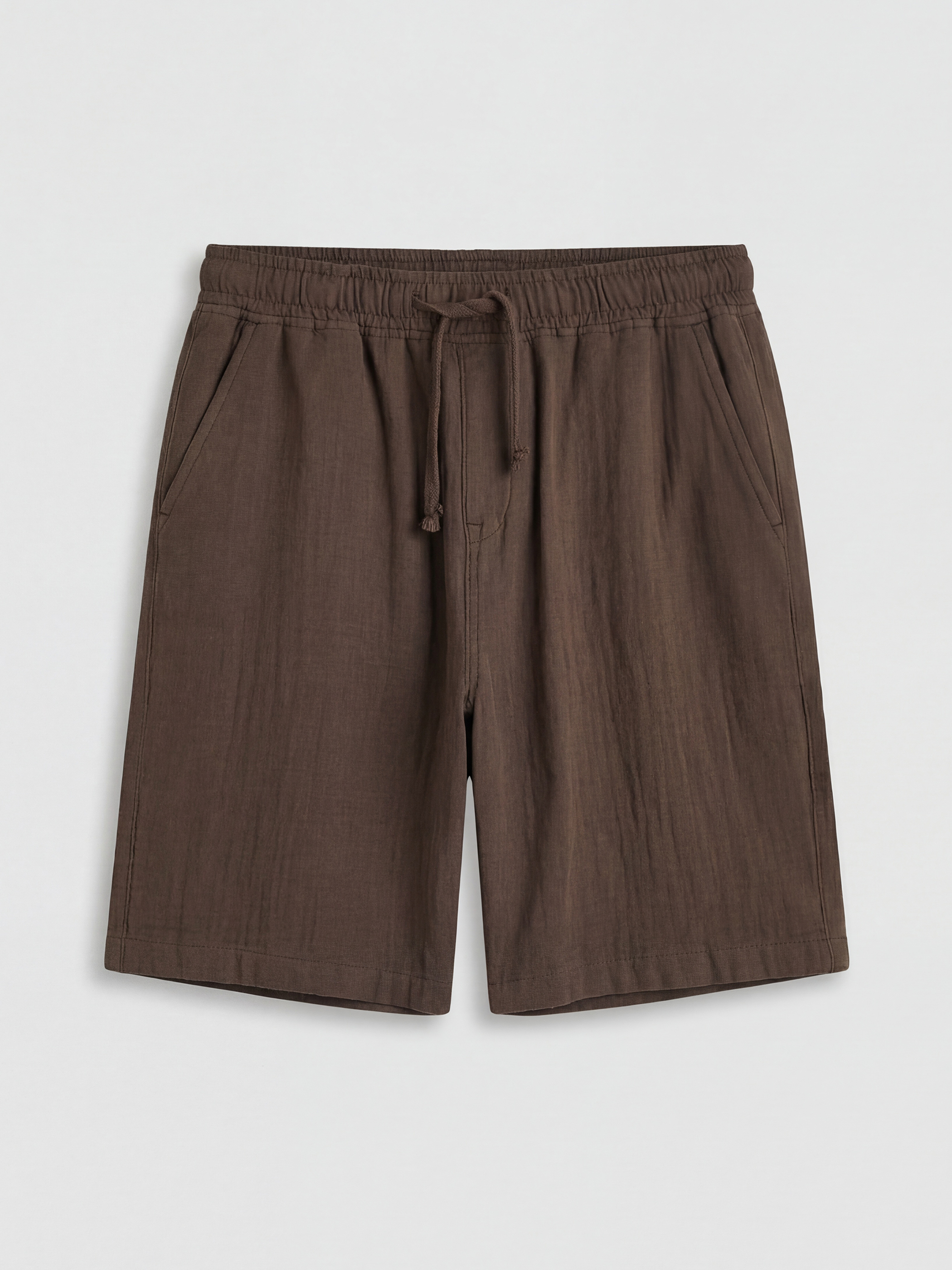 Kahverengi Loose Fit Müslin Erkek Şort-9