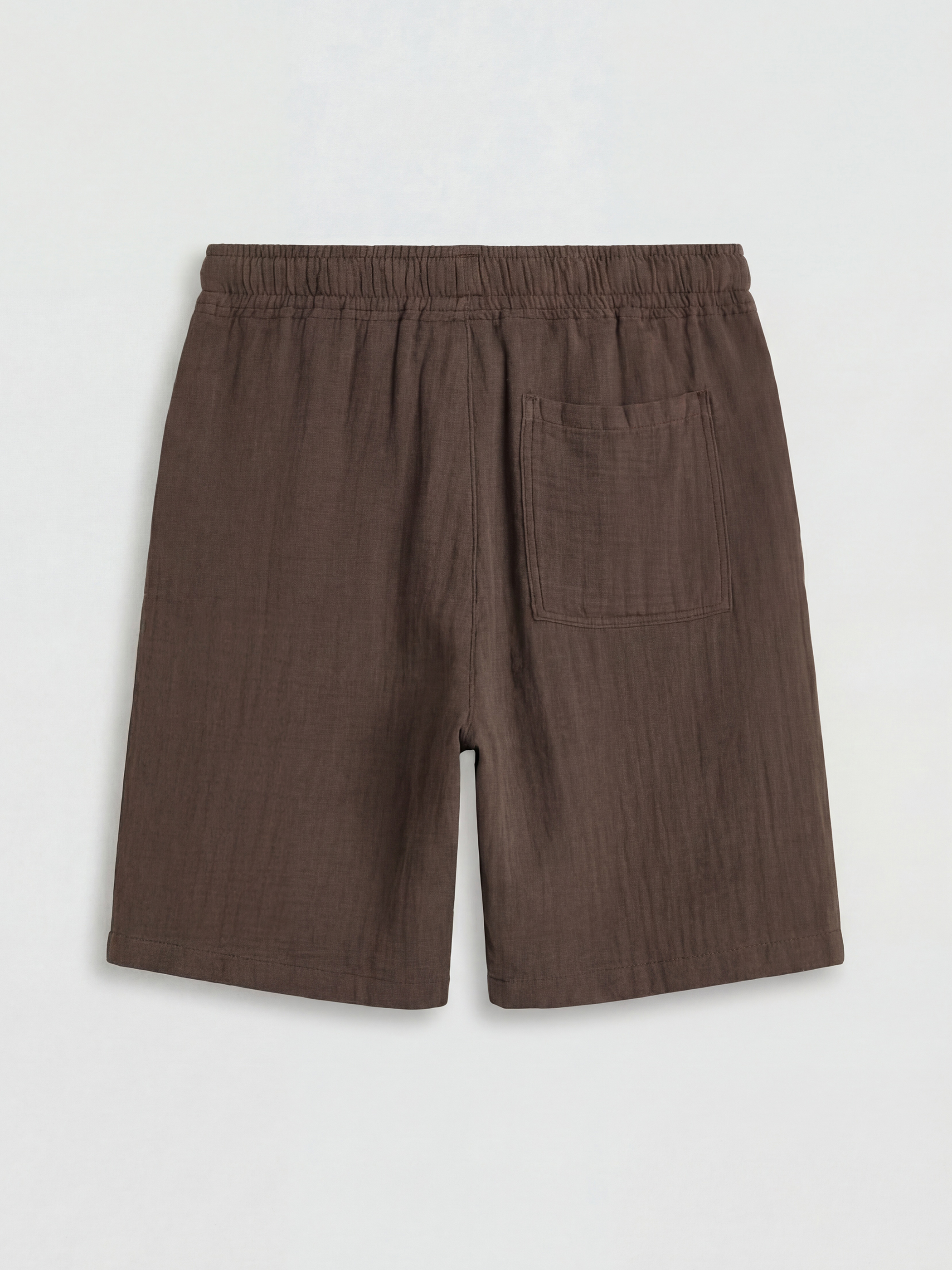 Kahverengi Loose Fit Müslin Erkek Şort-11