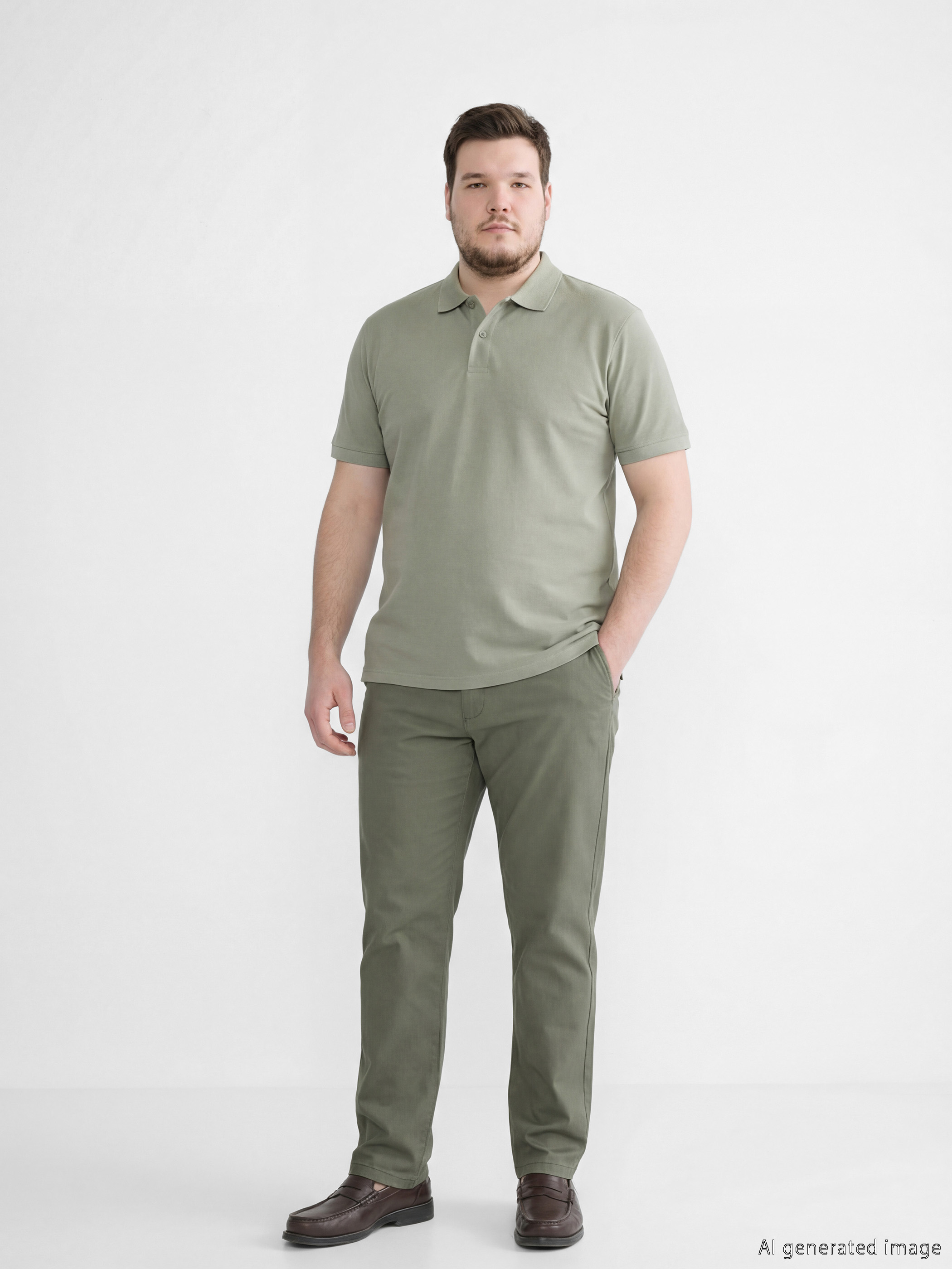 Haki Standart Kalıp Erkek Chino Pantolon-1