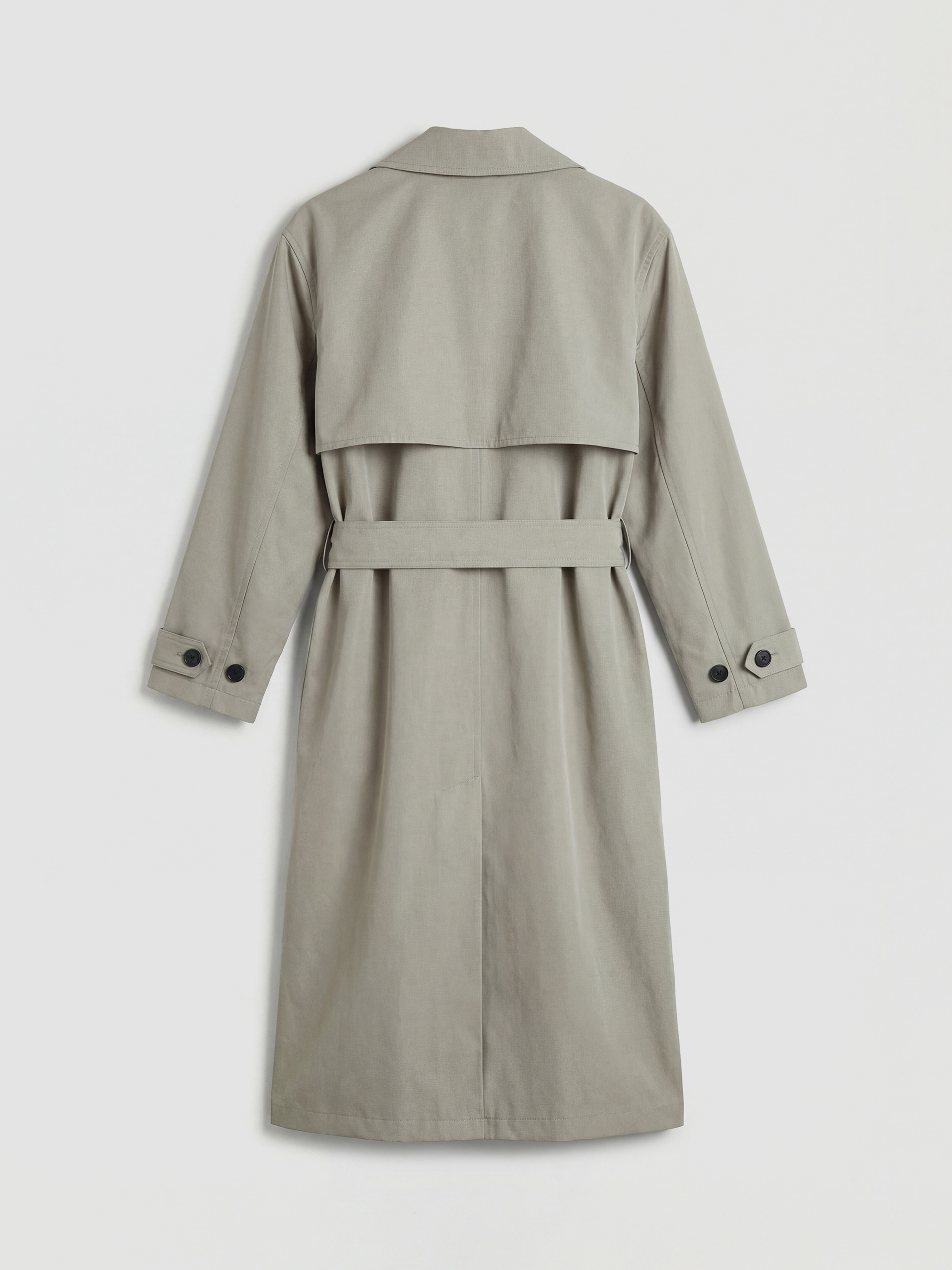 Haki Kruvaze Yaka Kuşaklı Kadın Trençkot-4