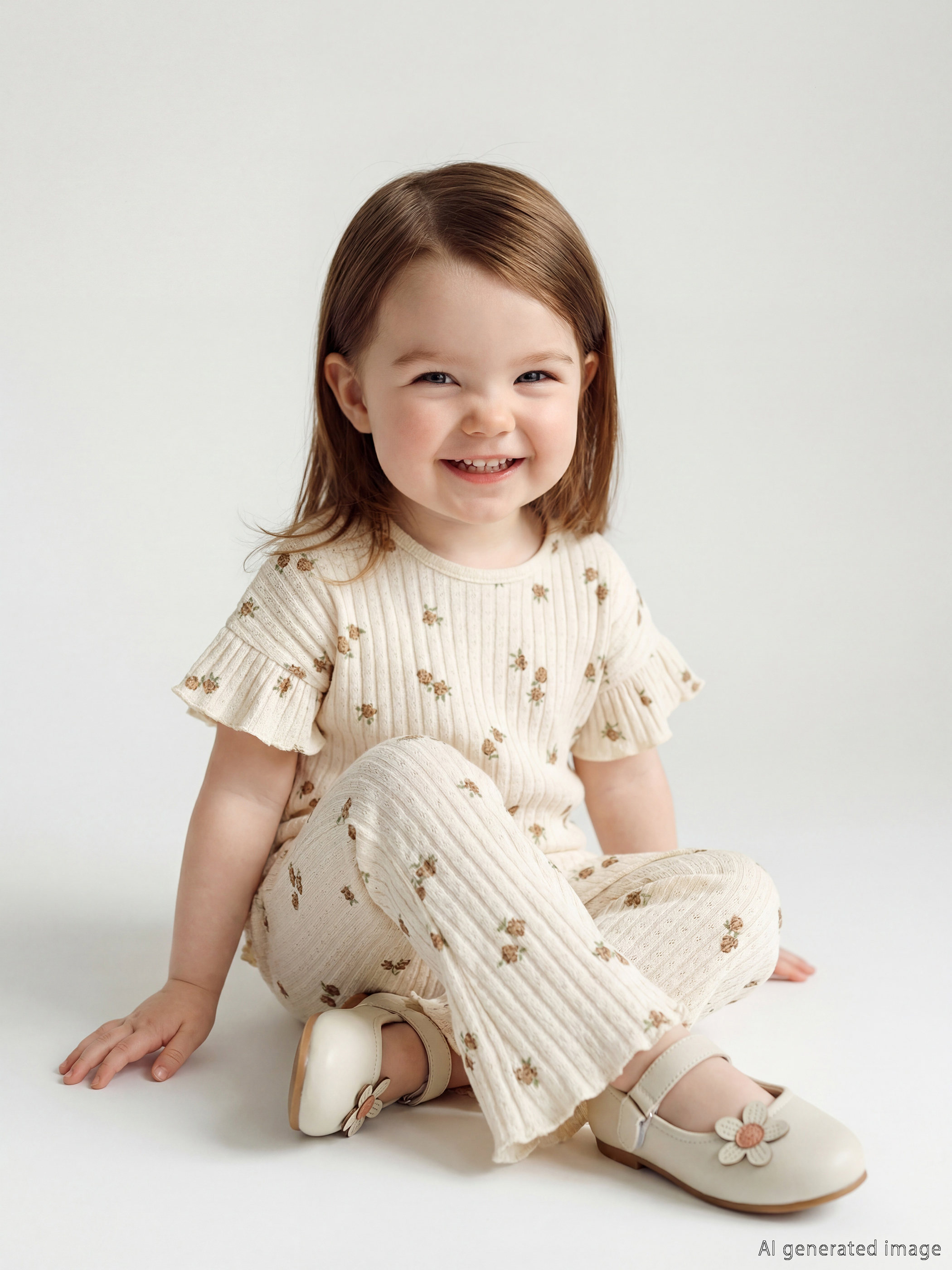 LCW baby Bisiklet Yaka Çiçek Desenli Kız Bebek Bluz ve Tayt - S6BA18Z1-LRB