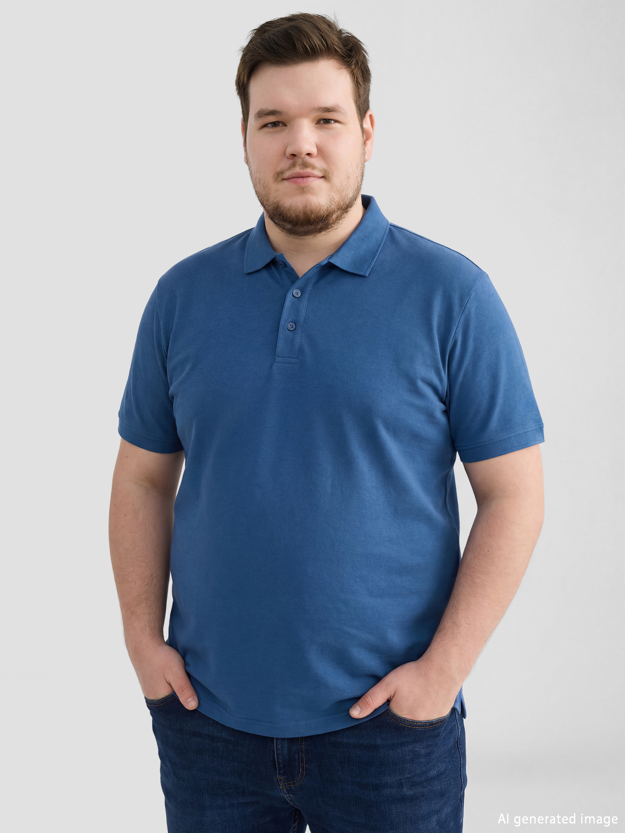 İndigo Polo Yaka Erkek Tişört-1