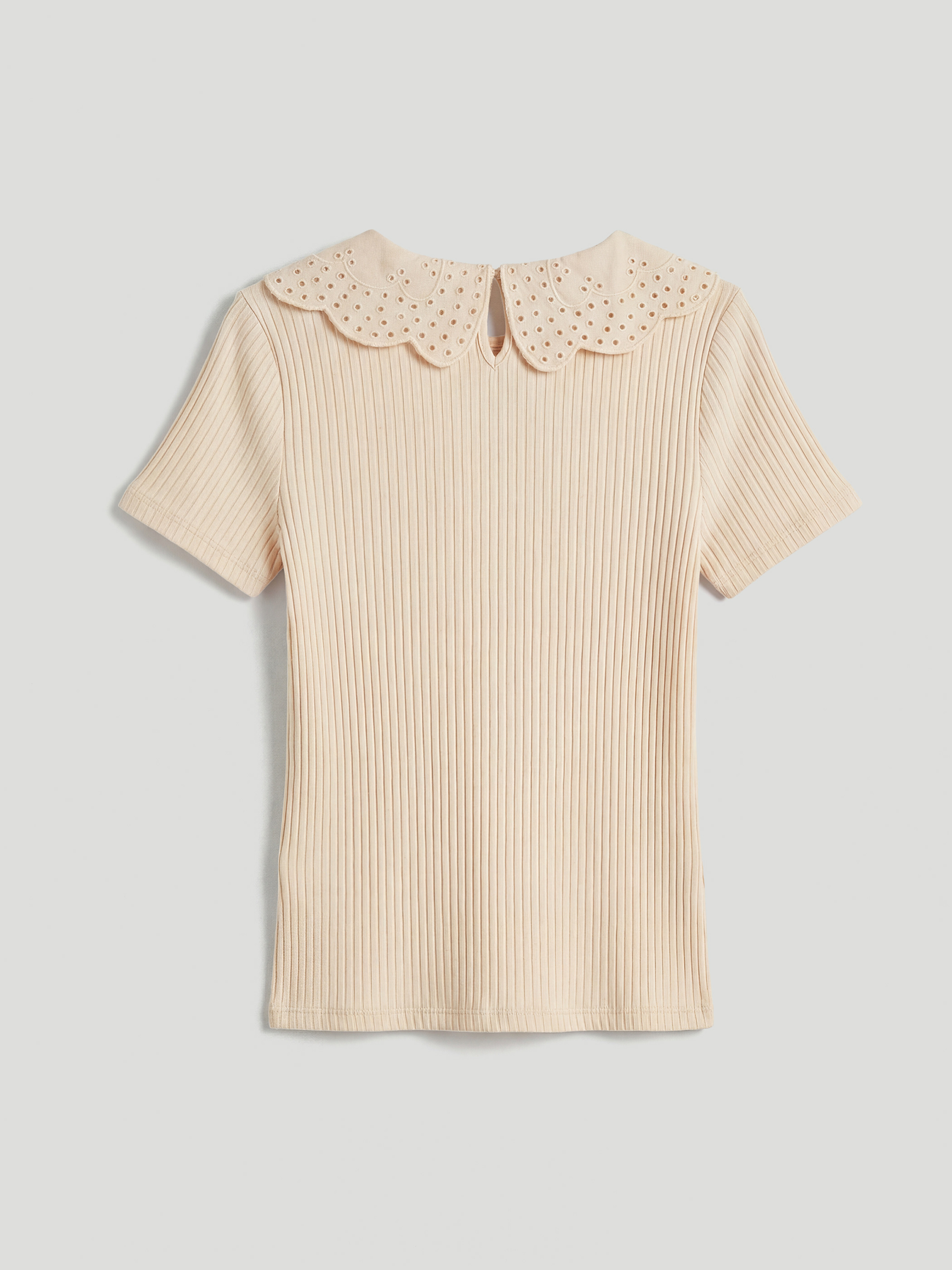Embroidered Peter Pan Collar Girl's T-shirt-3