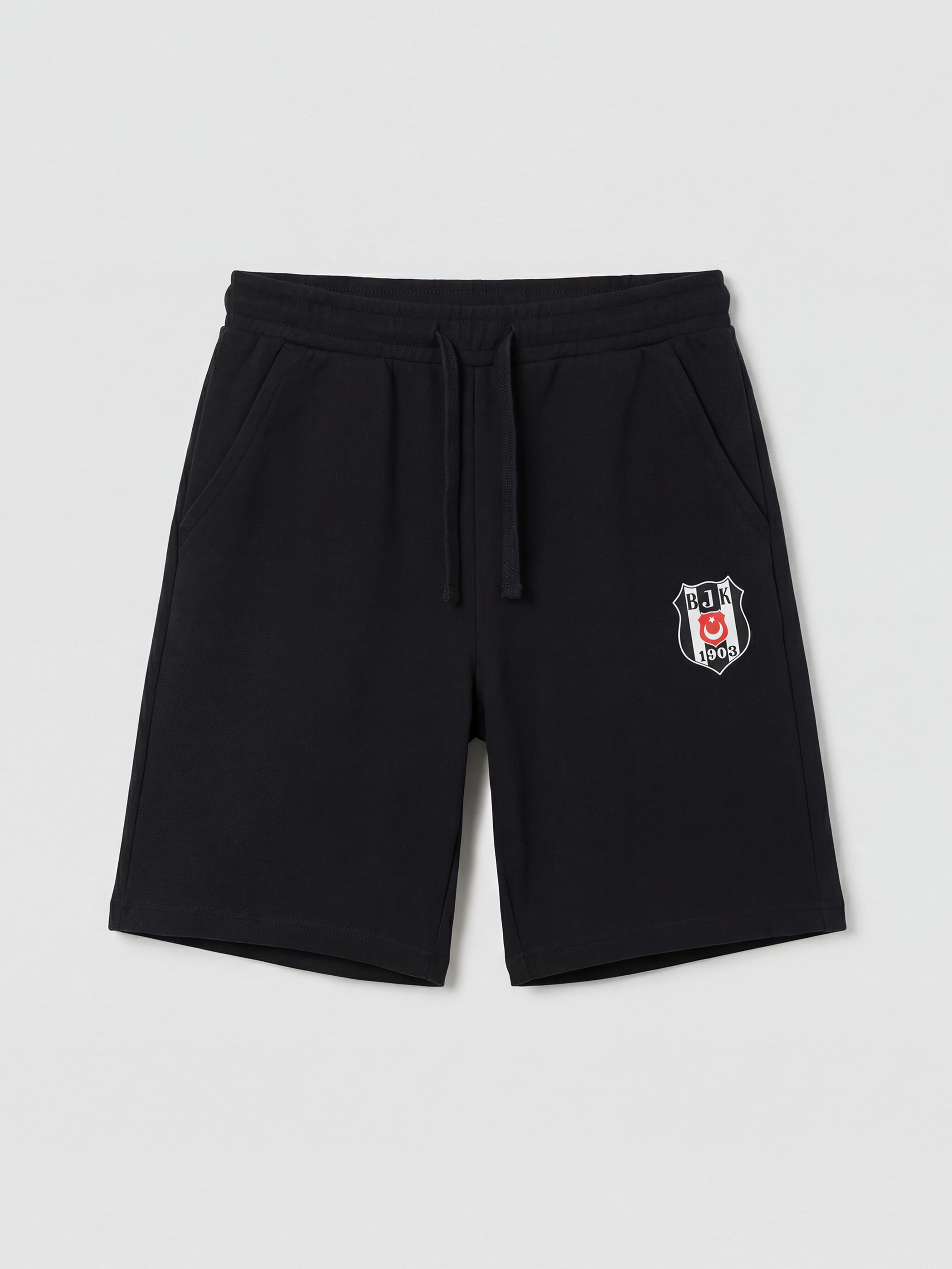 Beyaz Bisiklet Yaka Beşiktaş Baskılı Erkek Çocuk Tişört ve Şort-3