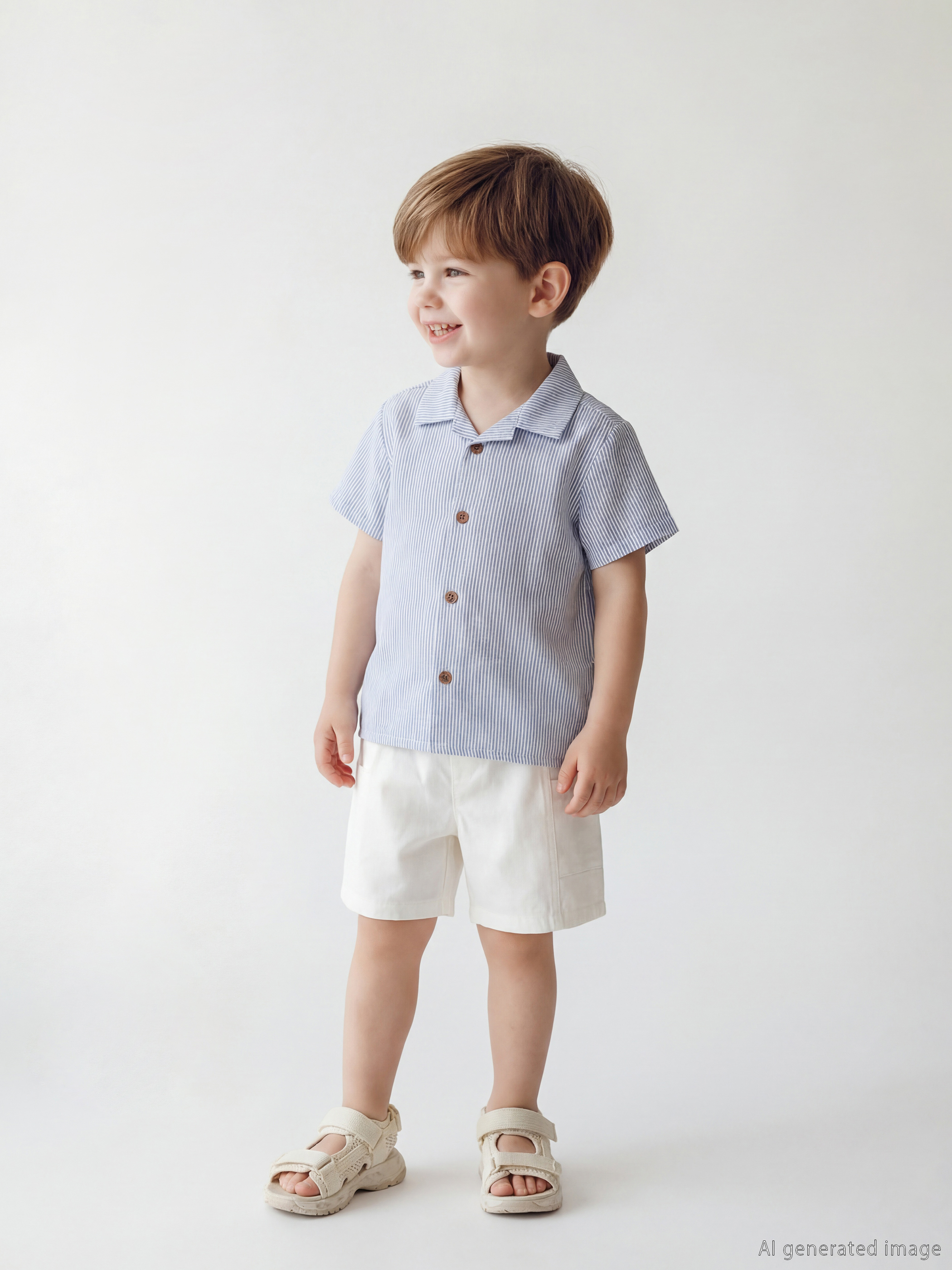 LCW baby Kısa Kollu Çizgili Erkek Bebek Gömlek ve Şort - S6BG67Z1-LFC