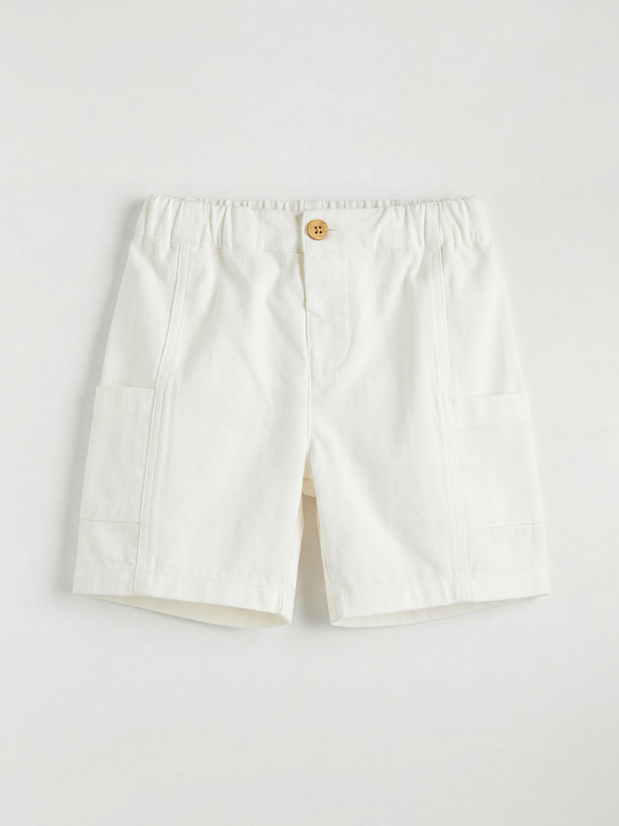 Ekru Kısa Kollu Çizgili Erkek Bebek Gömlek ve Şort-3