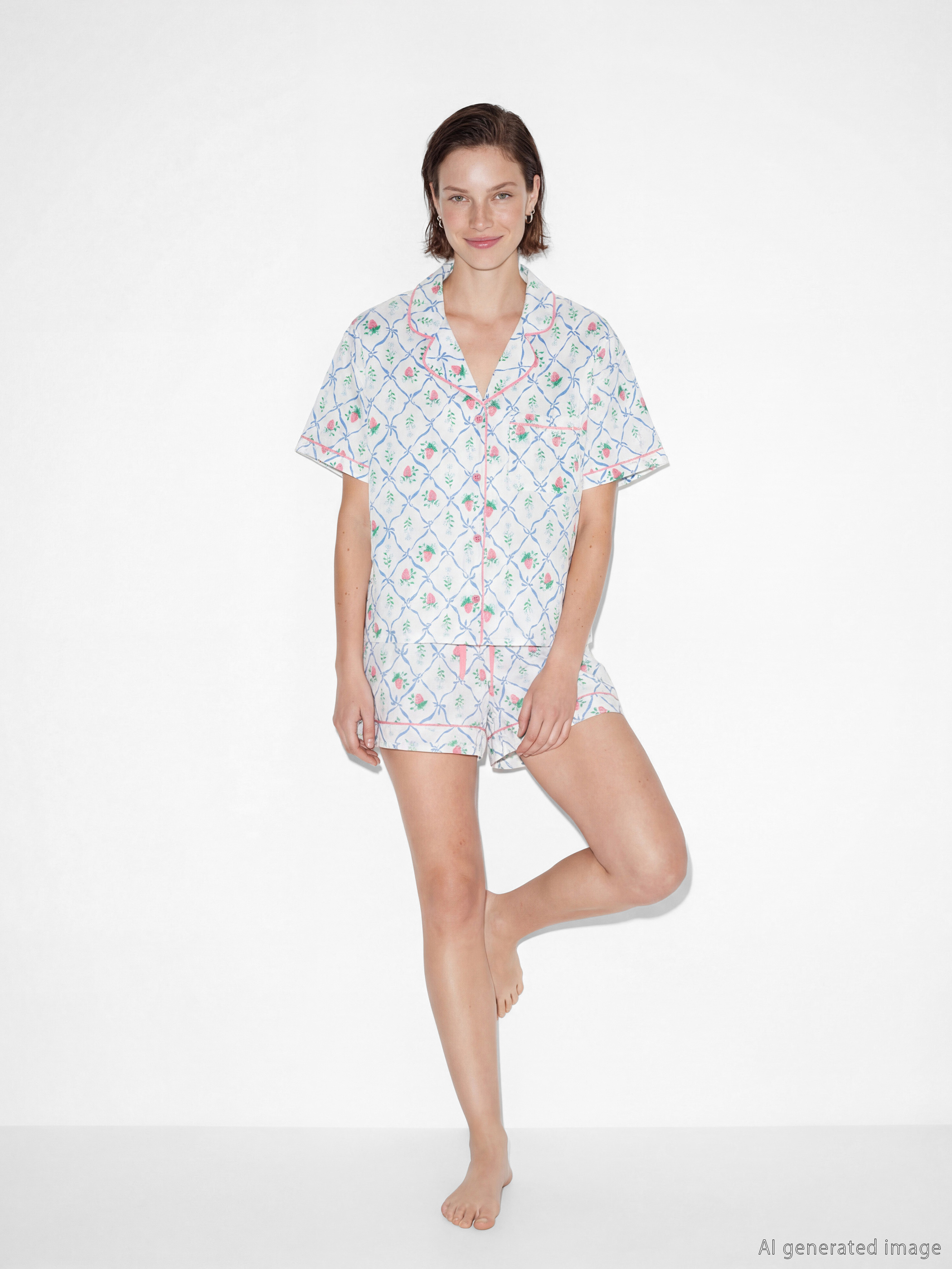 Woman ECRU Shortie Pyjama Set-1
