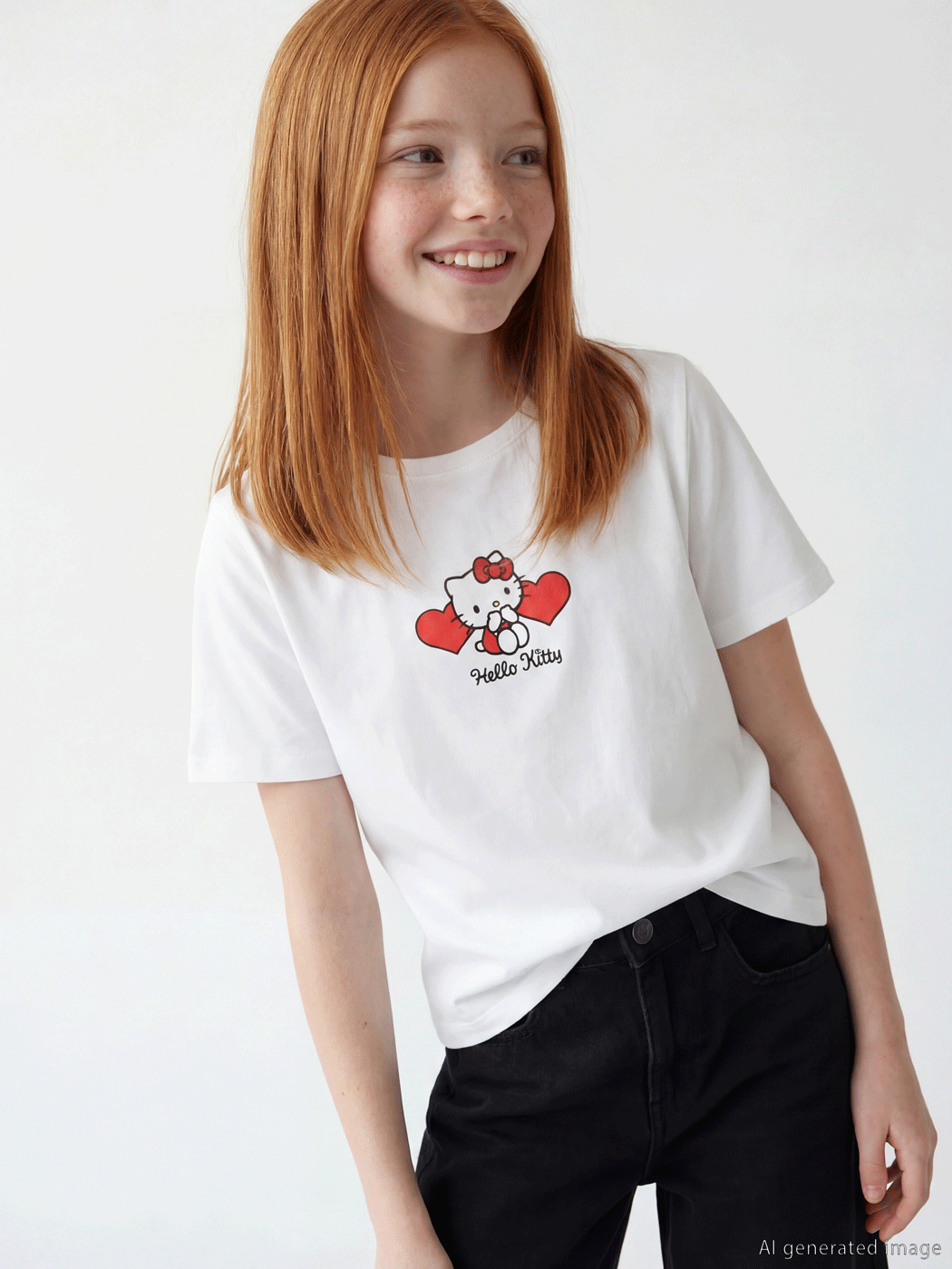 LCW Kids Hello Kitty Baskılı Kız Çocuk Tişört - S6BM18Z4-Q6K