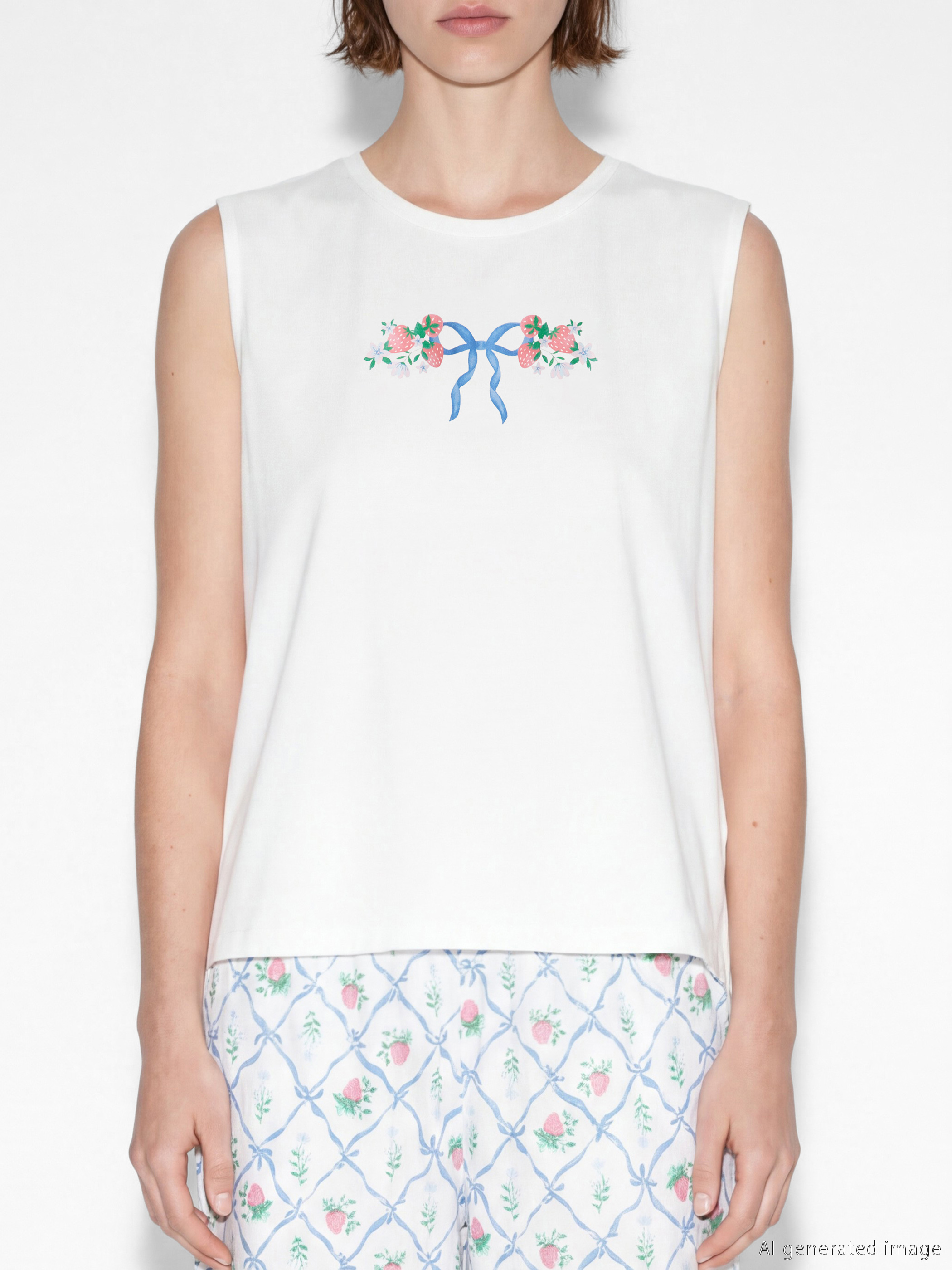 Crew Neck Printed Women's Pajama Set-2