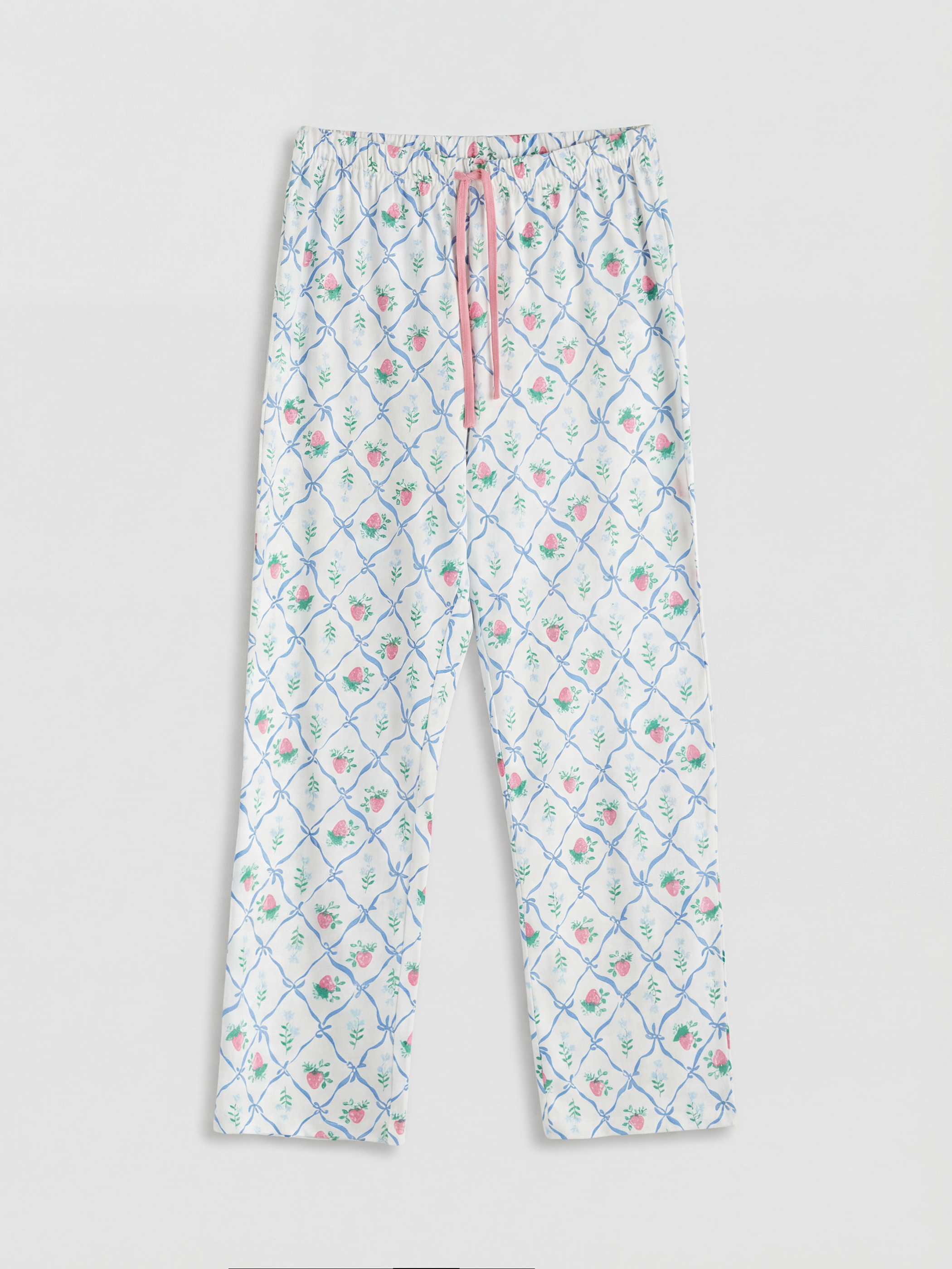 Ekru Bisiklet Yaka Baskılı Kadın Pijama Takımı-3