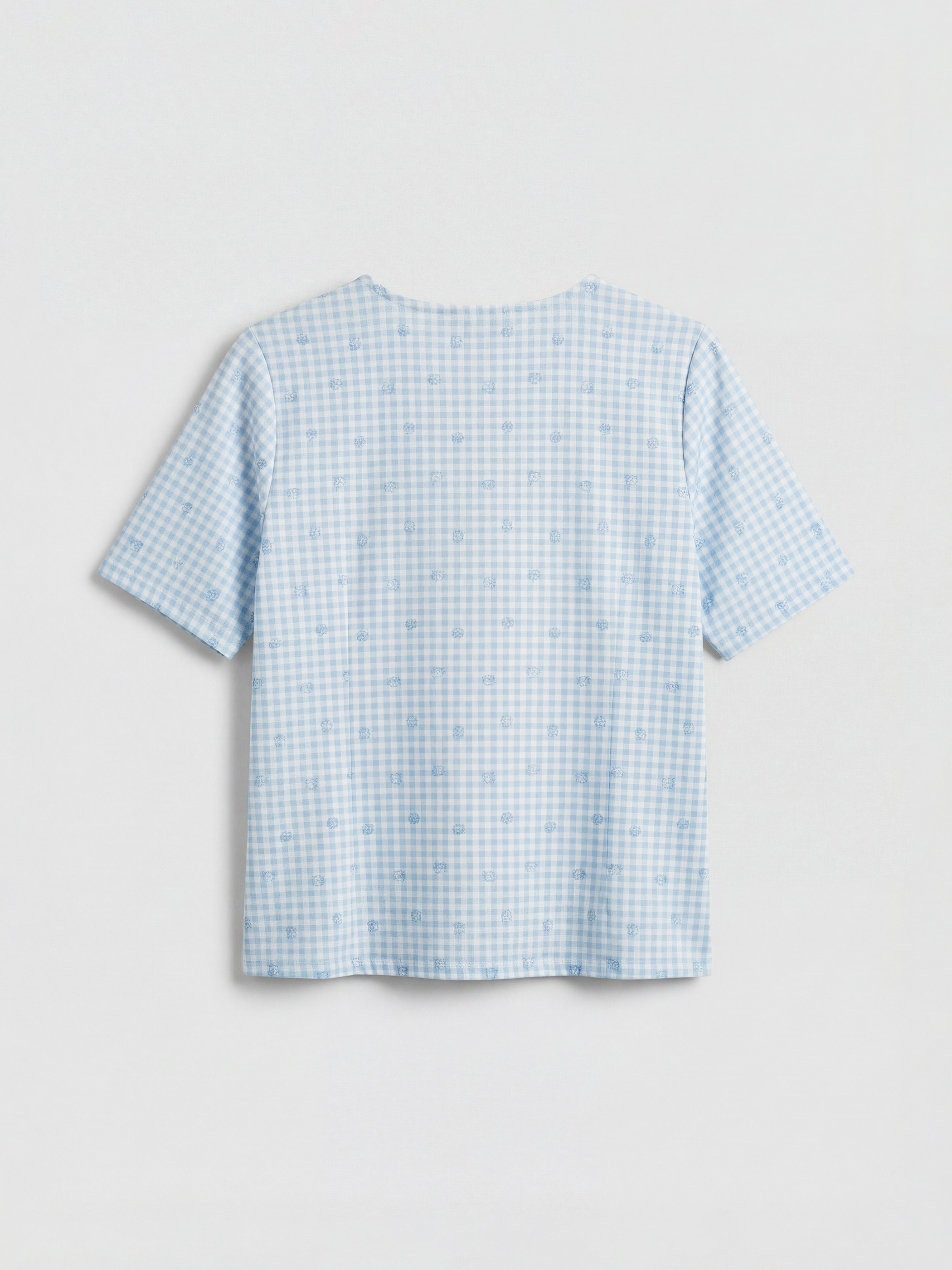 Lila V Yaka Ekose Kadın Şortlu Pijama Takımı-6